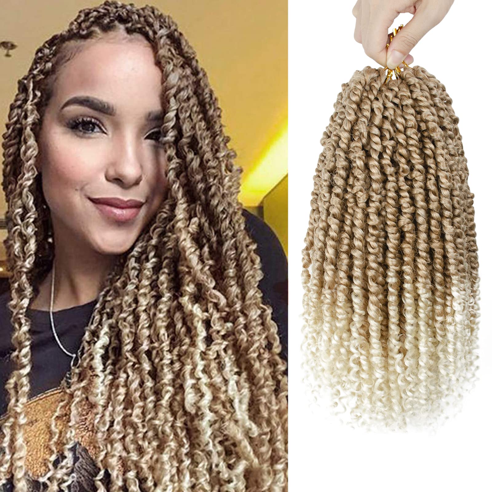 Passion Twist Hair - 8 Packs 12 Inch Passion Twist Crochet Hair For Women, Crochet Pretwisted Curly Hair Passion Twists Synthetic Braiding Hair