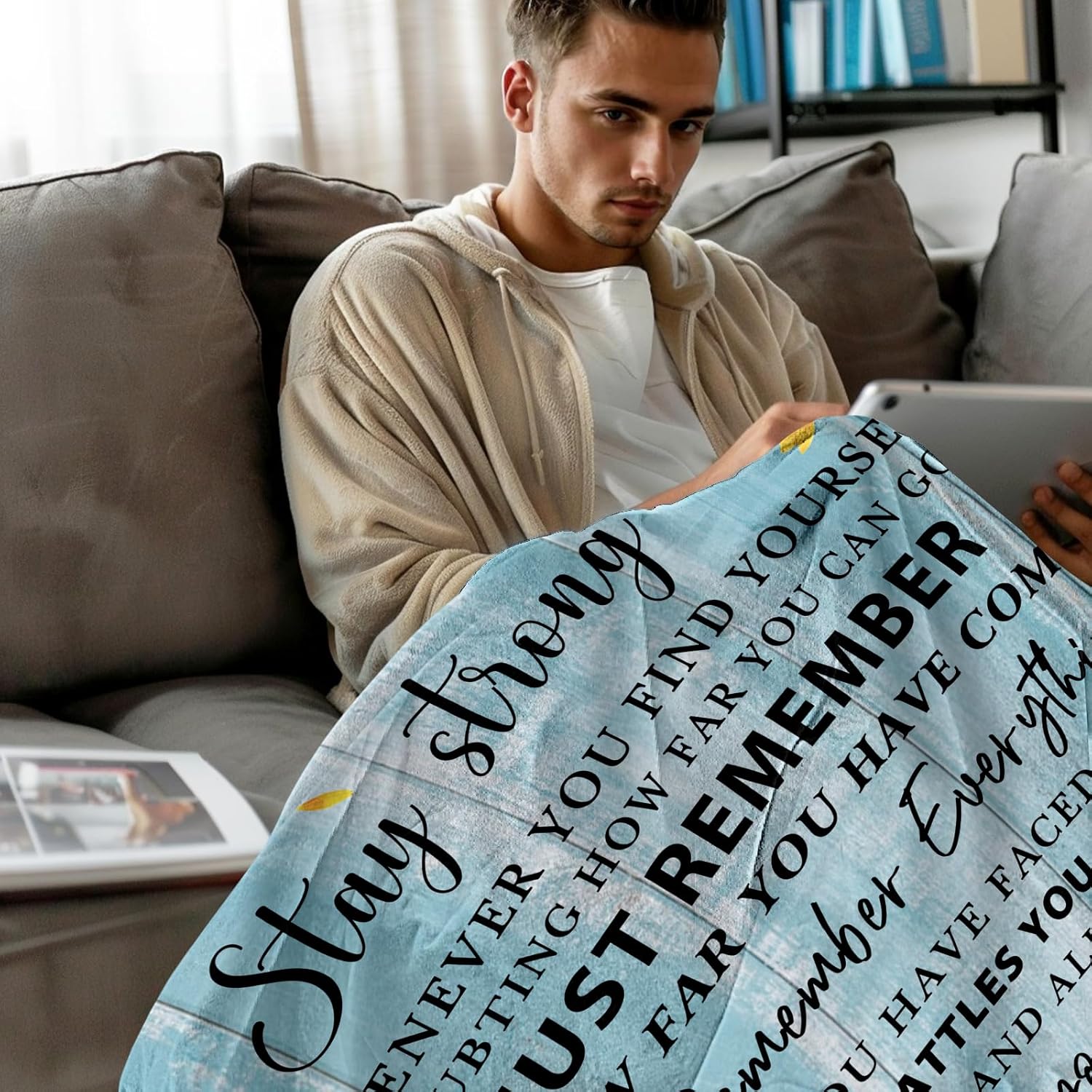 Sobriety Gifts for Women, Sober Throw Blanket 60"X50", Best Sobriety Gifts for Women, 1 Year Sober Gift, Addiction Recovery Gift, Surgery Recovery Get Well Gift - Image 4