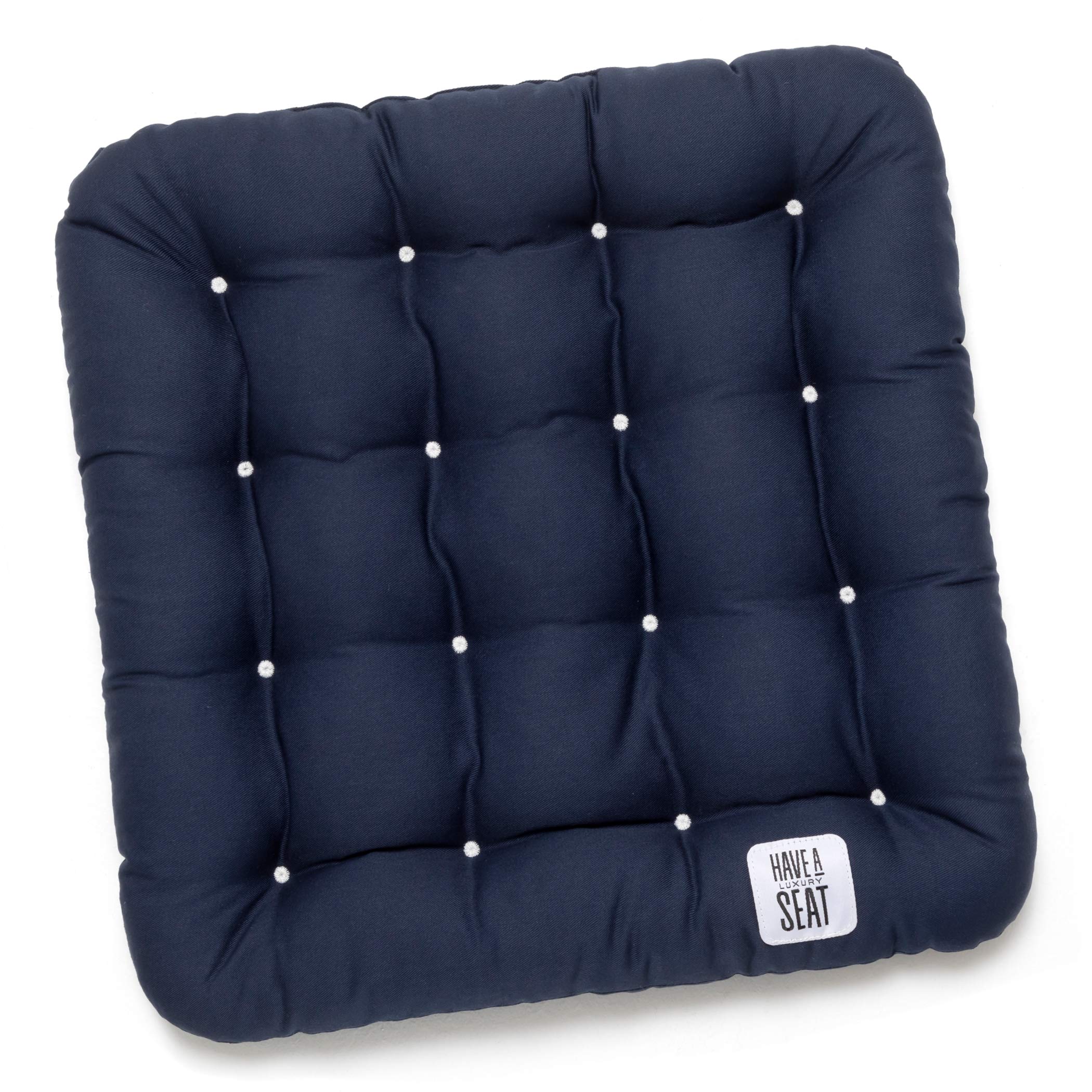 HAVE A SEAT Luxury – poduszka do siedzenia 40 x 40 cm – wygodna poduszka na krzesło, ortopedyczna, nadaje się do prania w temperaturze do 95 °C, nadaje się do suszenia w suszarce, trwałe kolory – Made in Germany – (zestaw 2 sztuk, granatowy)