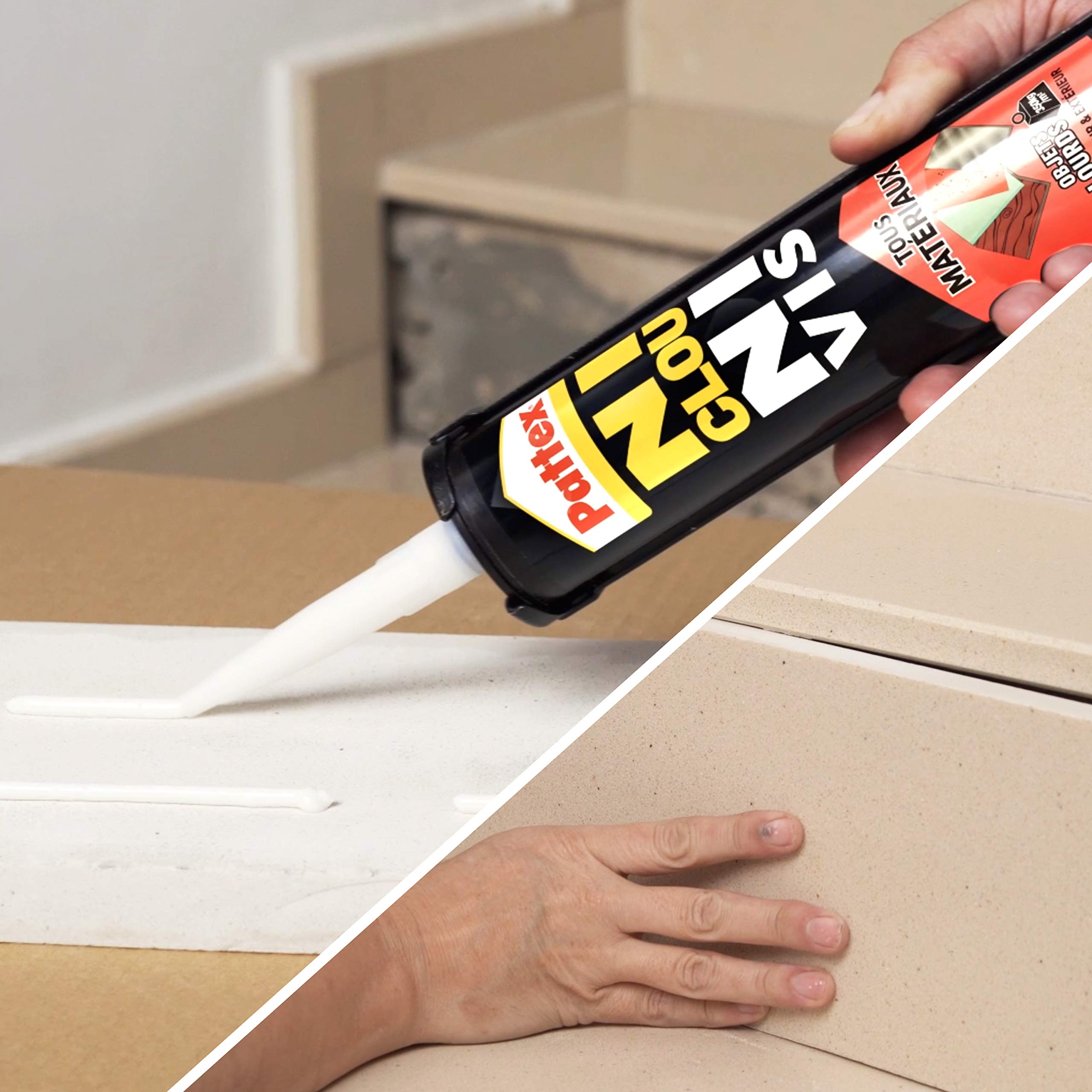 Pattex Ni Clou Ni Vis Fix Objets Lourds, Colle de fixation forte tous supports, colle de construction puissante et flexible, colle blanche, cartouche de 460 g (Lot de 2)
