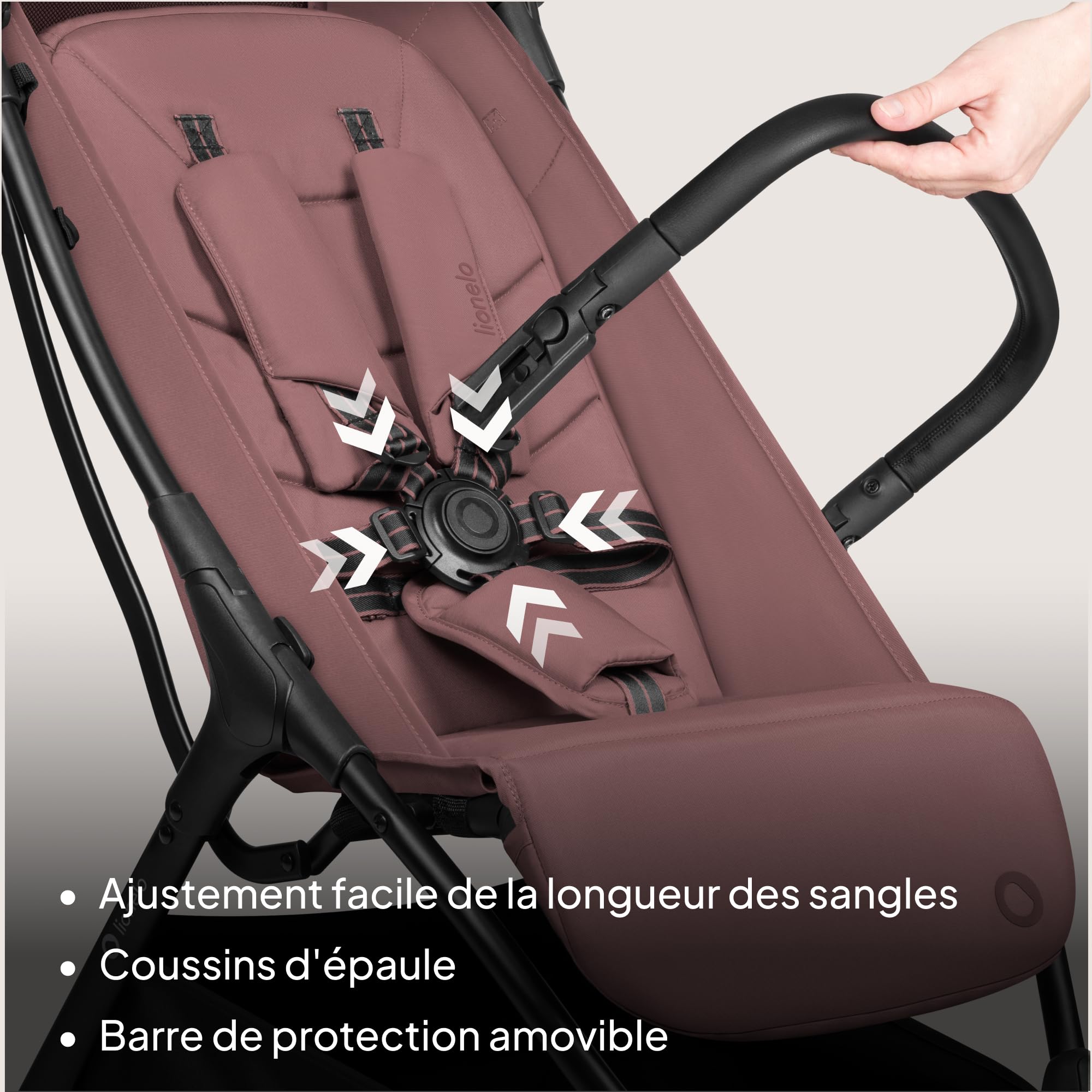 Lionelo Agia Poussette de voyage jusqu'à 22 kg, légère à partir de 6 mois, petite poussette pliable avec pliage automatique et d'une seule main, fonction repos, grand siège, suspension, grand panier