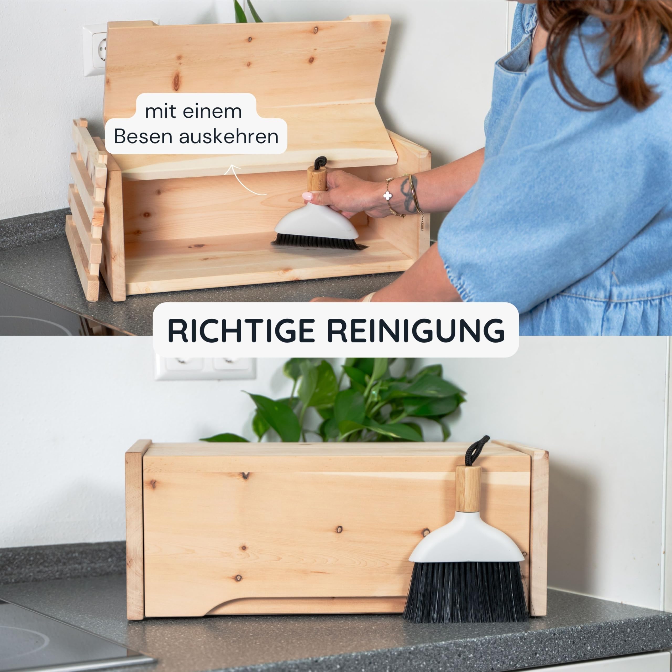ZirbenBrotkasten - 2-teilig - Brotkasten + Ablagegitter - Maße: 450x250x180mm
