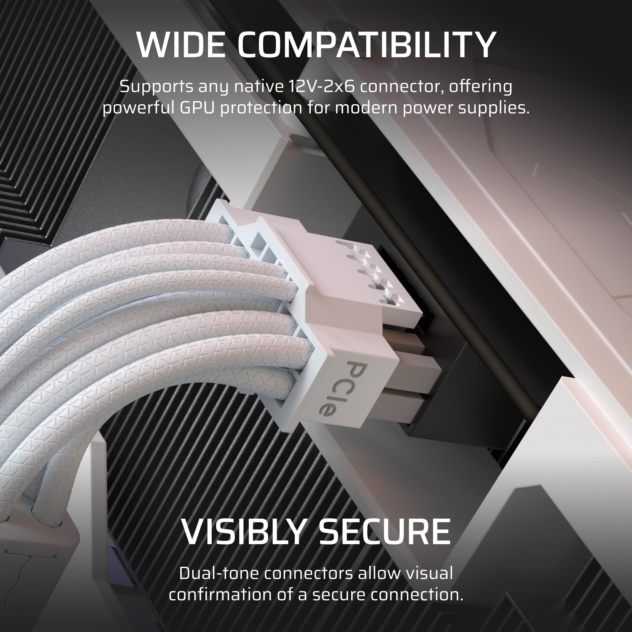 CORSAIR ThermalProtect PCIe 5.1 600 W 12 V-2x6 kabel zasilający, zintegrowana ochrona przed przegrzaniem (OTP), kompatybilny z zasilaczami ze złączem 12 V-2 x 6 – biały
