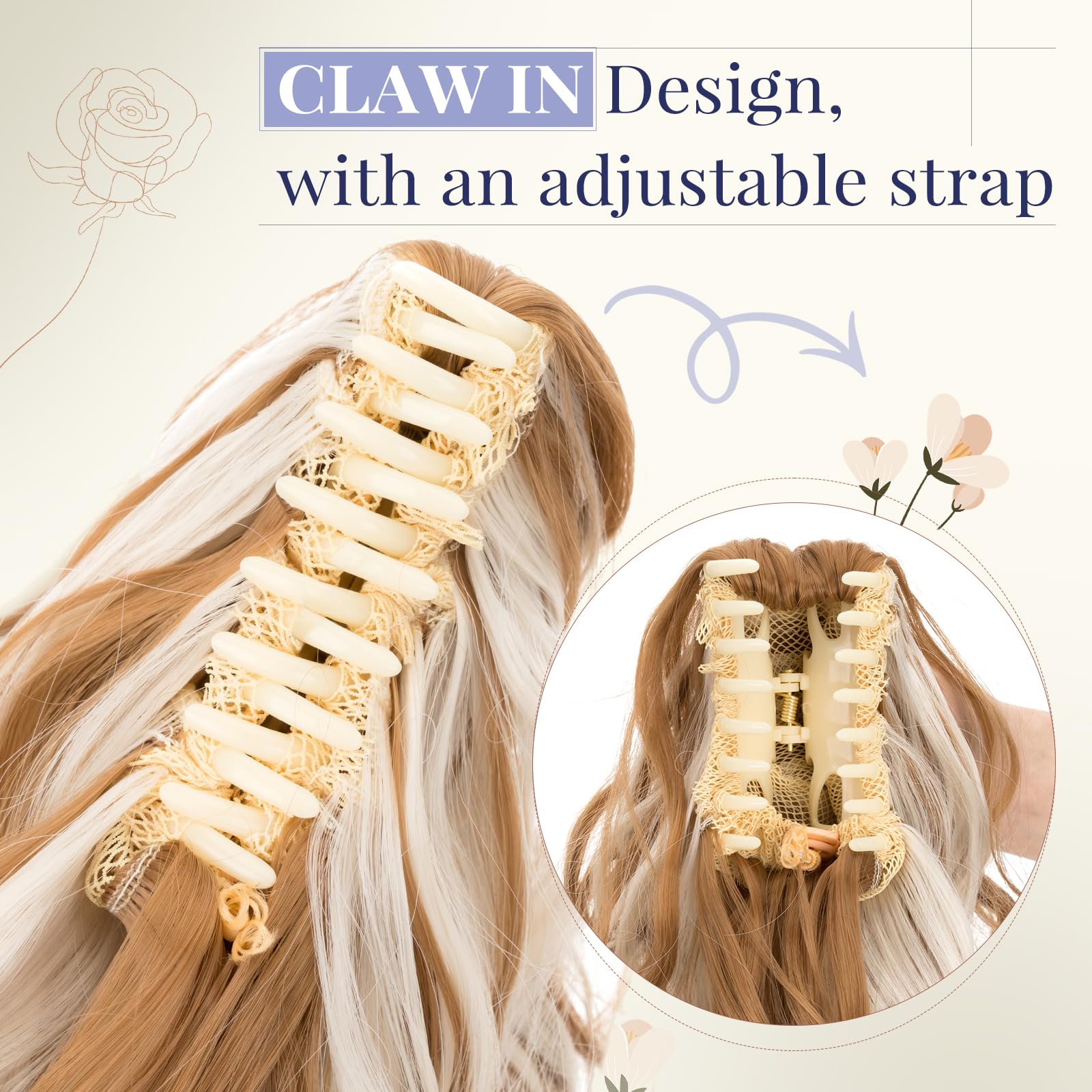TESS Claw On Ponytail Extension Matte Material 14 Inch/37cm Curly Wavy Clip In Pony tail Synthetic Hairpiece - Image 4