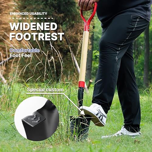Miniatura 4 de Pala de drenaje, pala de drenaje de jardín, pala de zanja, mango en D de tejido, agarre en Y de acero, pala de 45 pulgadas para excavar trasplante y