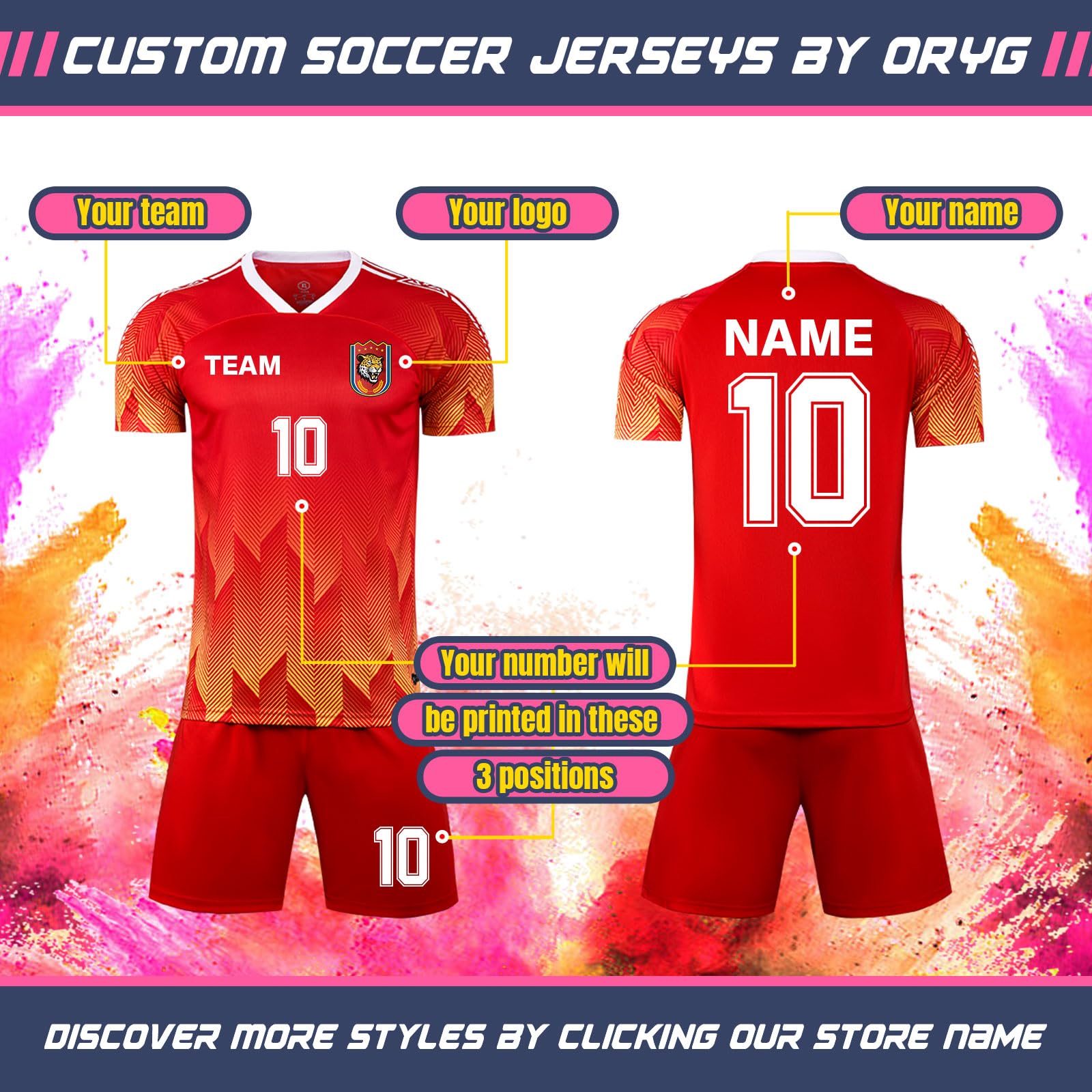 ORYG Custom Soccer Jerseys for Men Women Personalized Child Soccer Team Uniform with Name Team Name Logo Number