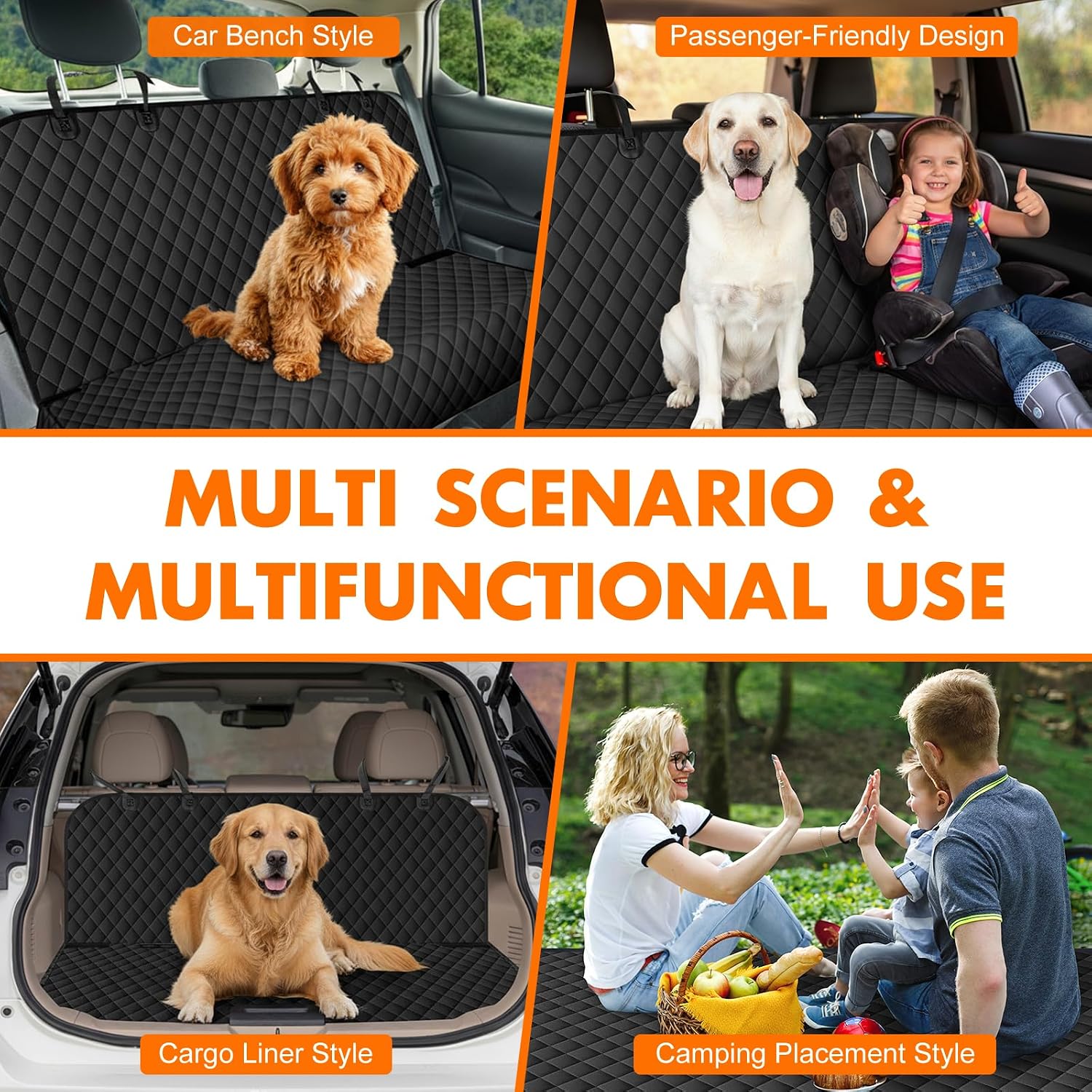 Waterproof Dog Backseat Cover for Cars, Pet Seat Protector, Carbon Black thumbnail