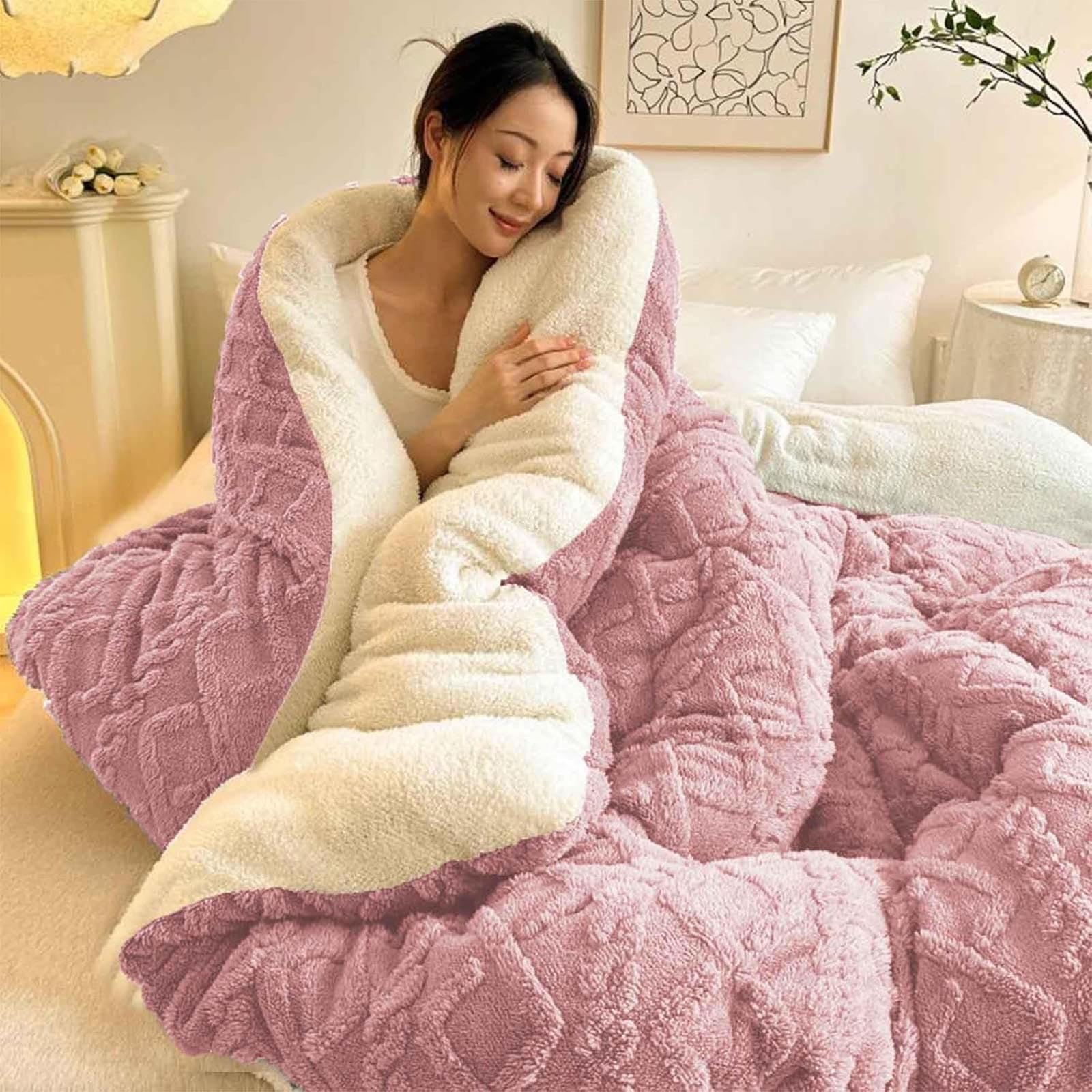 Yedaoiu Thickened Double Comforter Winter Coverless Duvet,Soft Fluffy Lamb Fleece Quilt, for Extreme Cold, Double Sided Fluffy Fleece Blanket for Cozy Nights-150 * 200cm/3kg||001