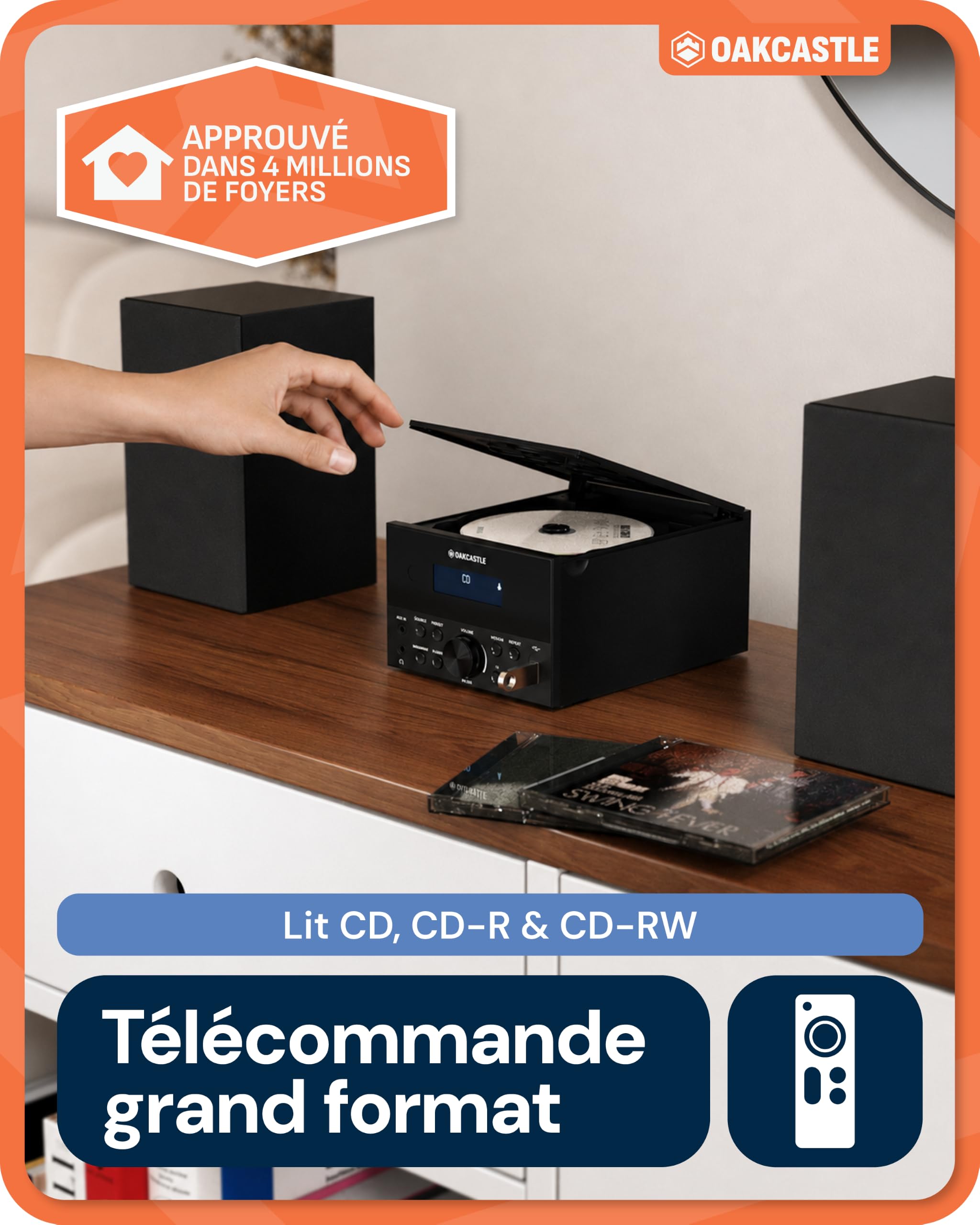 Oakcastle DAB150 Mini Chaine HiFi CD Bluetooth avec Radio Dab+/FM