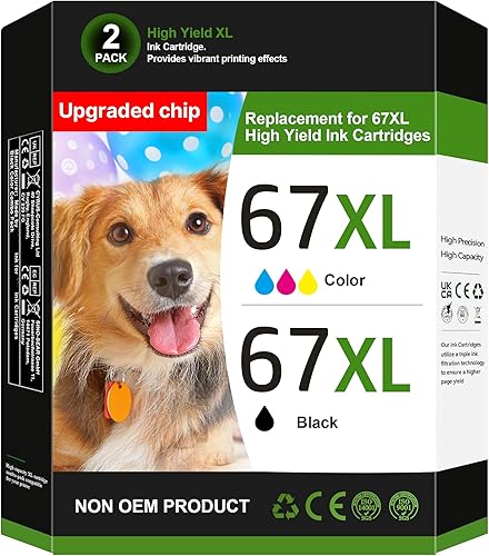 67XL Cartuchos de Tinta Negro Paquete Combo de Color de Repuesto para HP Ink 67 67XL Tinta de Impresora Funciona para HP DeskJet 4227e 2827e 2755e