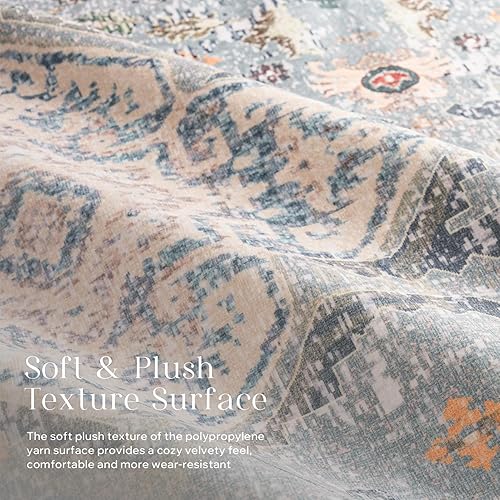 Miniatura 4 de Phantoscope Vintage Collection - Alfombra de área de 8 x 10 pies, alfombra grande para sala de estar, alfombra bohemia lavable, antideslizante para