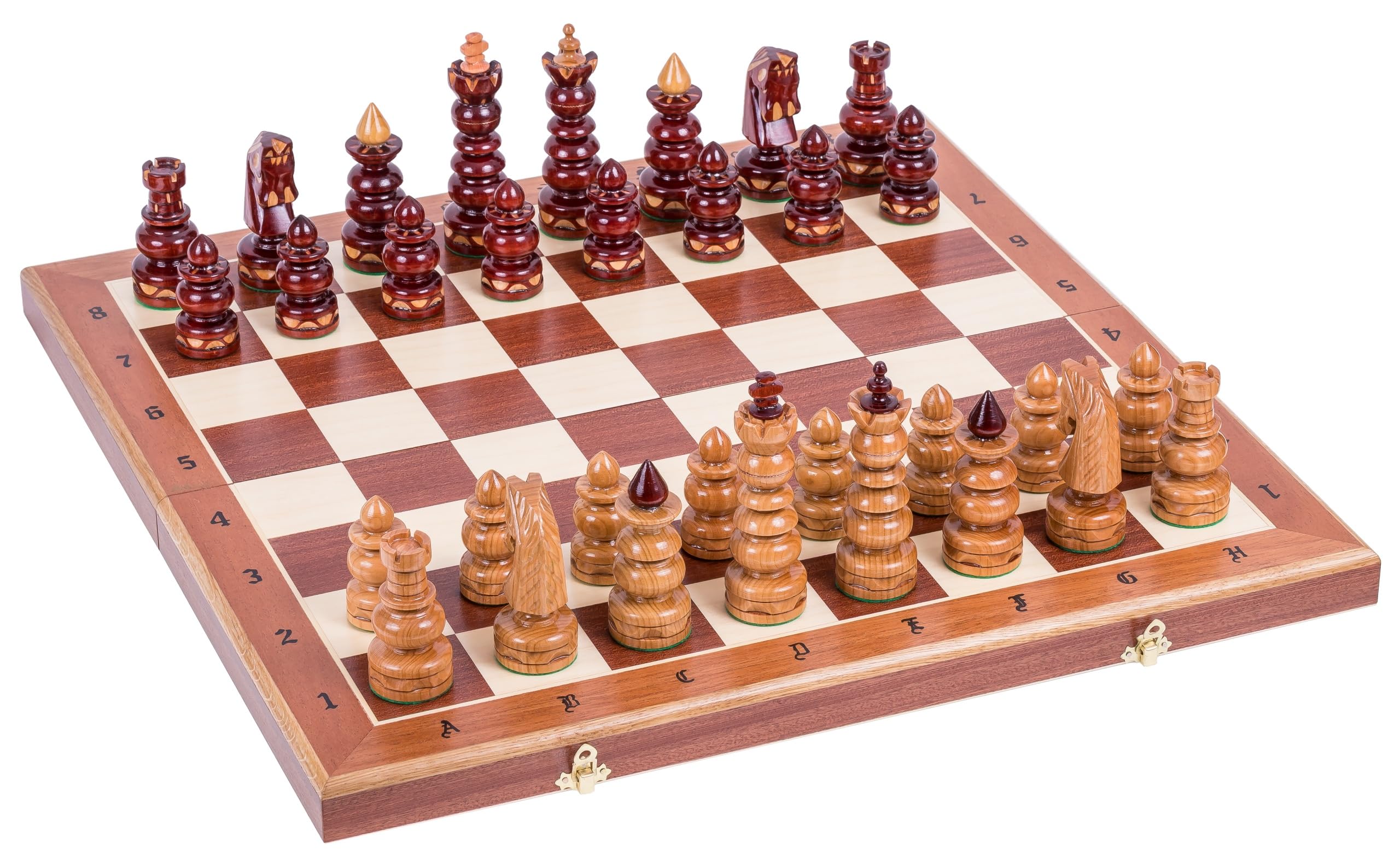 SQUARE - Scacchi in legno - BIZANTINO - Mogano - 60 x 60 cm - Scacchiera - Intarsio