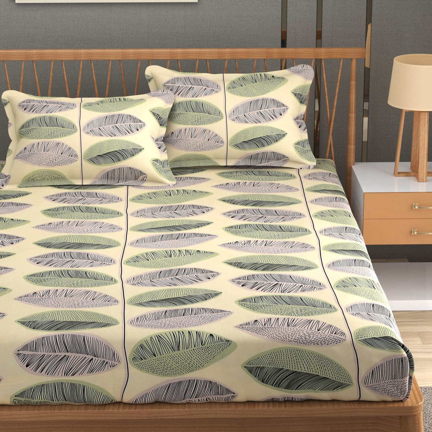 Jyotaksh Super Premium Soft Feel Cotton 360 Printed Elastic Fitted Bedsheets King Size Double Bed Bedsheet with 2 Pillow Covers (72"x78"+8" Inches) King Size Double FitD-11 (B0C3H5PYHL) Amazon Price History, Amazon Price Tracker