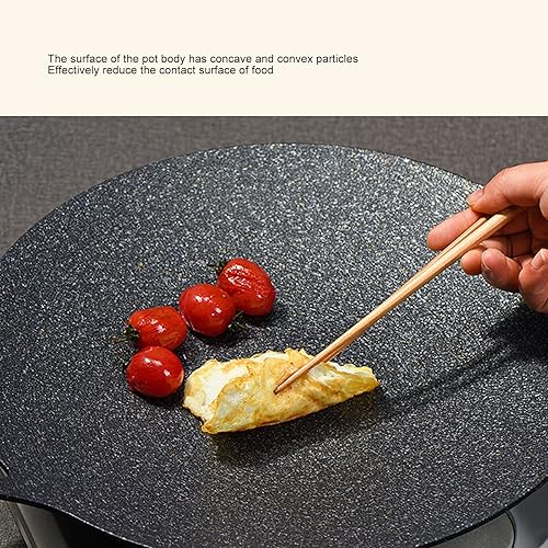 Miniatura 8 de AYNEFY Plato de barbacoa coreano, placa portátil antiadherente para acampar al aire libre, sin humo, sartén circular para ambas estufas de inducción