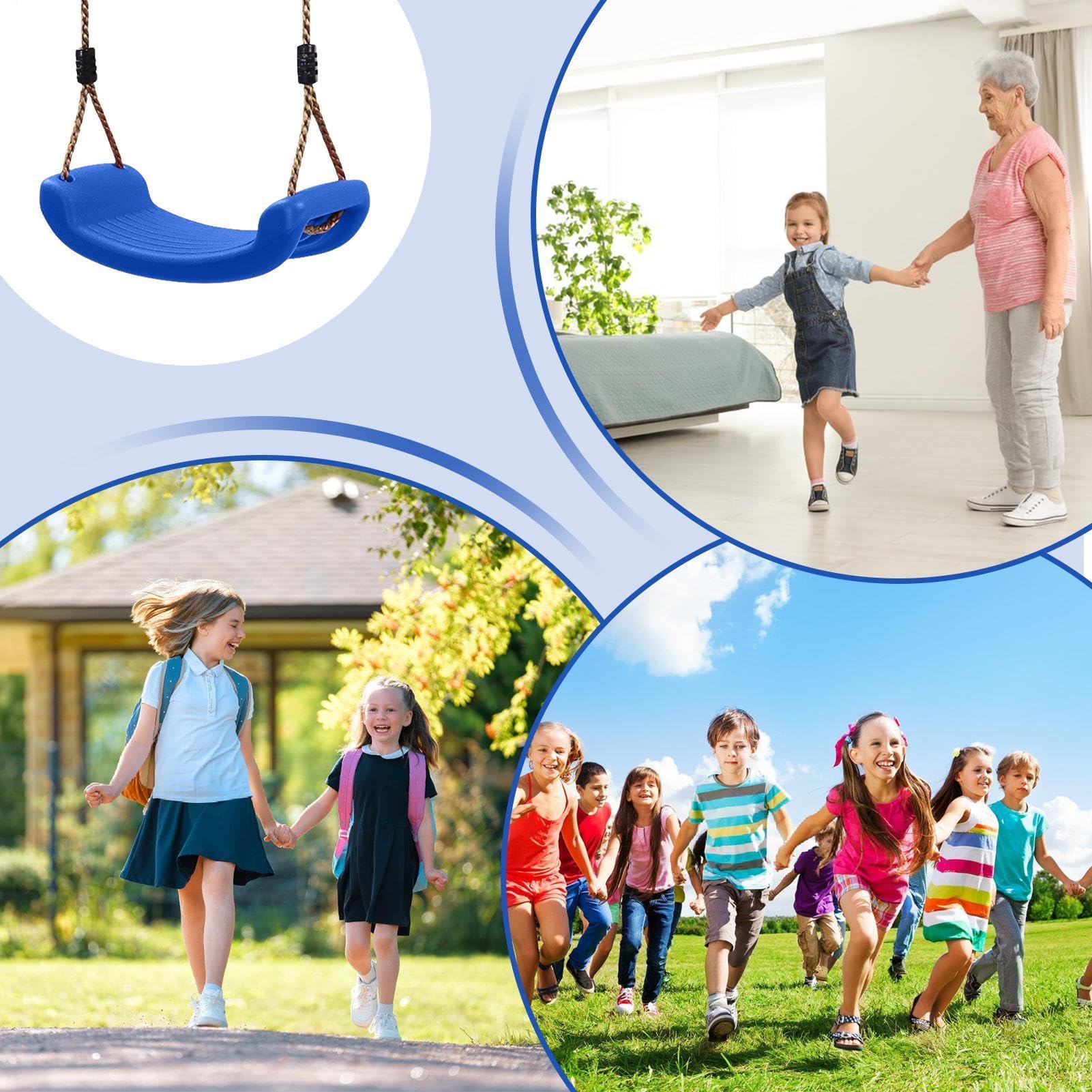 Generisch Seggiolino per altalena per bambini, nostalgico, per esterni, antiscivolo, giocattolo interattivo per genitori e bambini, corda regolabile in altezza, facile da montare, per giardino, asilo