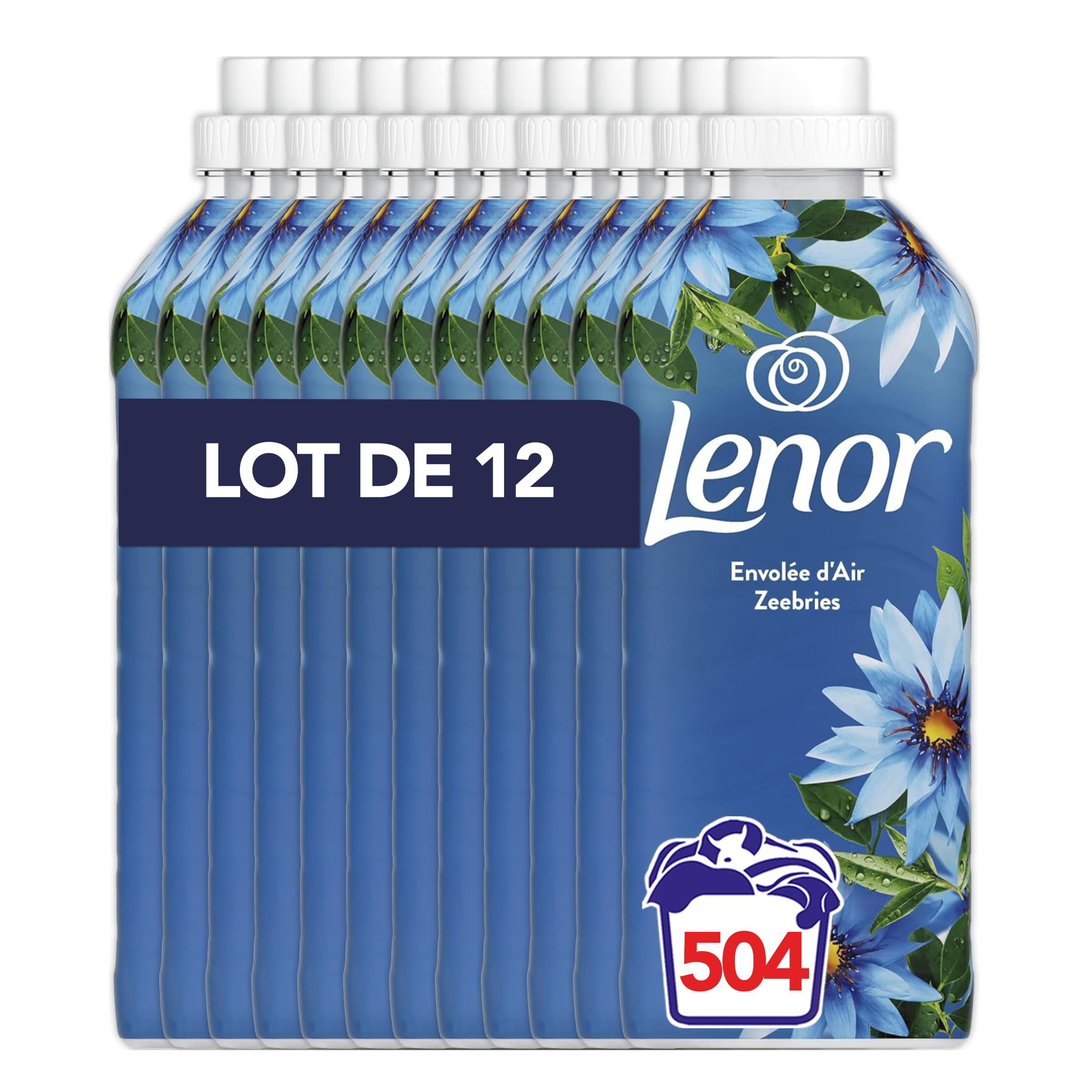 Lenor Adoucissant, 504 Lavages (12 x 42 Lavages), Envolée d’Air, 24H De Fraîcheur Relaxante, Avec Une Touche D’Huiles Essentielles