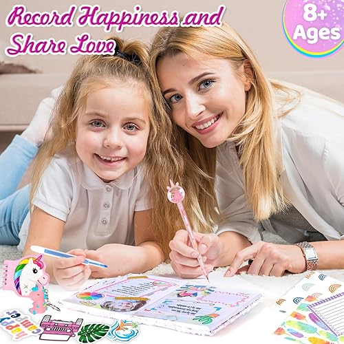 Miniatura 6 de Euclidean Cube Kit de diario de unicornio para niñas, más de 100 piezas de álbum de recortes personalizado de lentejuelas y suministros de diario,