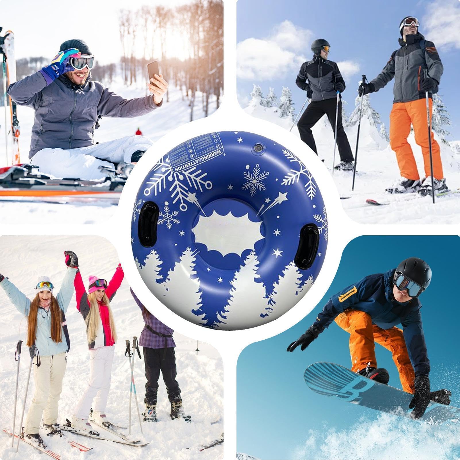 Inflatable Snow Tube - Cold Resistant 35.4Inch Snow Tube, Kid Adults Sledding Tube | Winter Glider Ring Sturdy Snow Tubing Sled Sliding Tube, Snow Play Gear Inflatable Hills Slopes Tube For Winter Fun