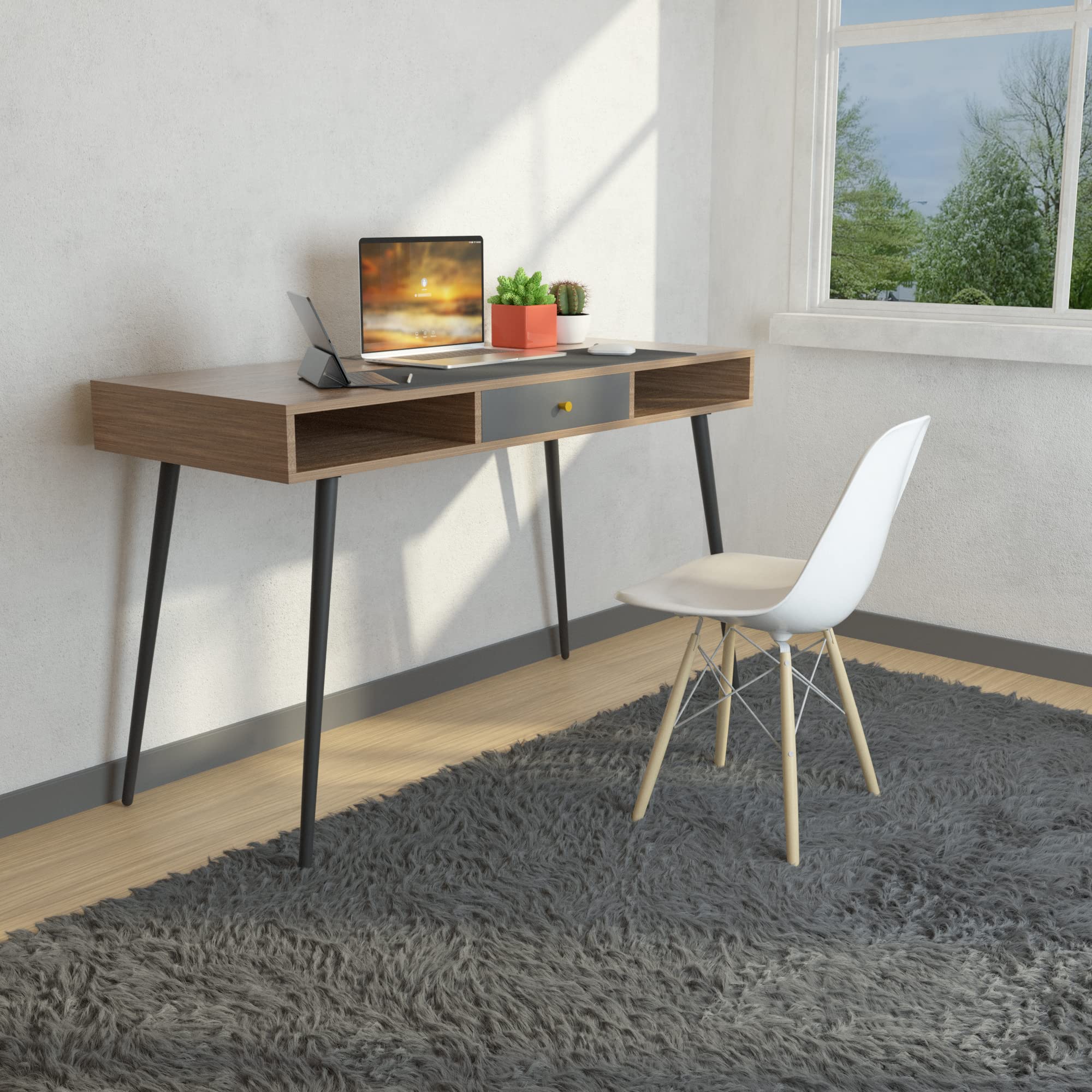 Amazon.com: Mid Century Desk with USB Ports and Power Outlet