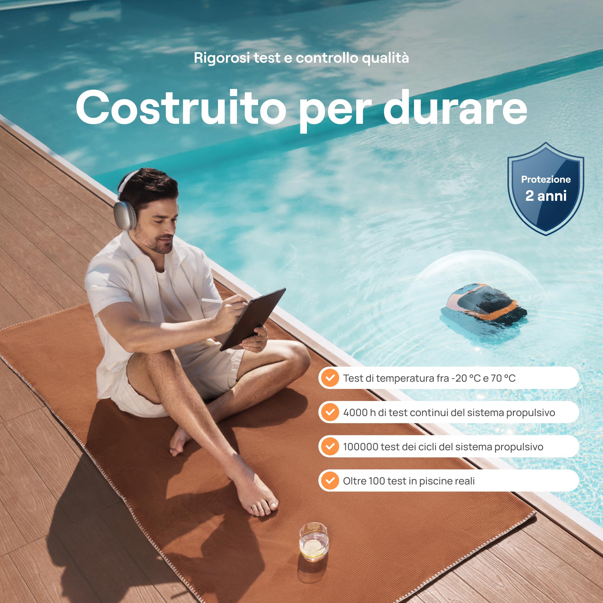 Beatbot Sora 30 Robot Piscina pareti e Fondo, Linea d'Acqua,Orange | Pareti e Fondo, Linea d'Acqua,Piattaforme,Robot Piscina Senza Fili,Parcheggio in Superficie, App, Filtrazione ultrafine, 5L