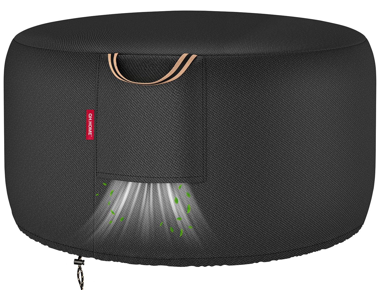 Photo 1 of [2026 Upgraded Fabric] Fire Pit Cover Round for 33''-36''D Fire Pit, Heavy Duty Waterproof Patio Fire Bowl /Table Cover with Air Vent, Handle & Tightening Drawstring, 36"Dia x 20"H -Black