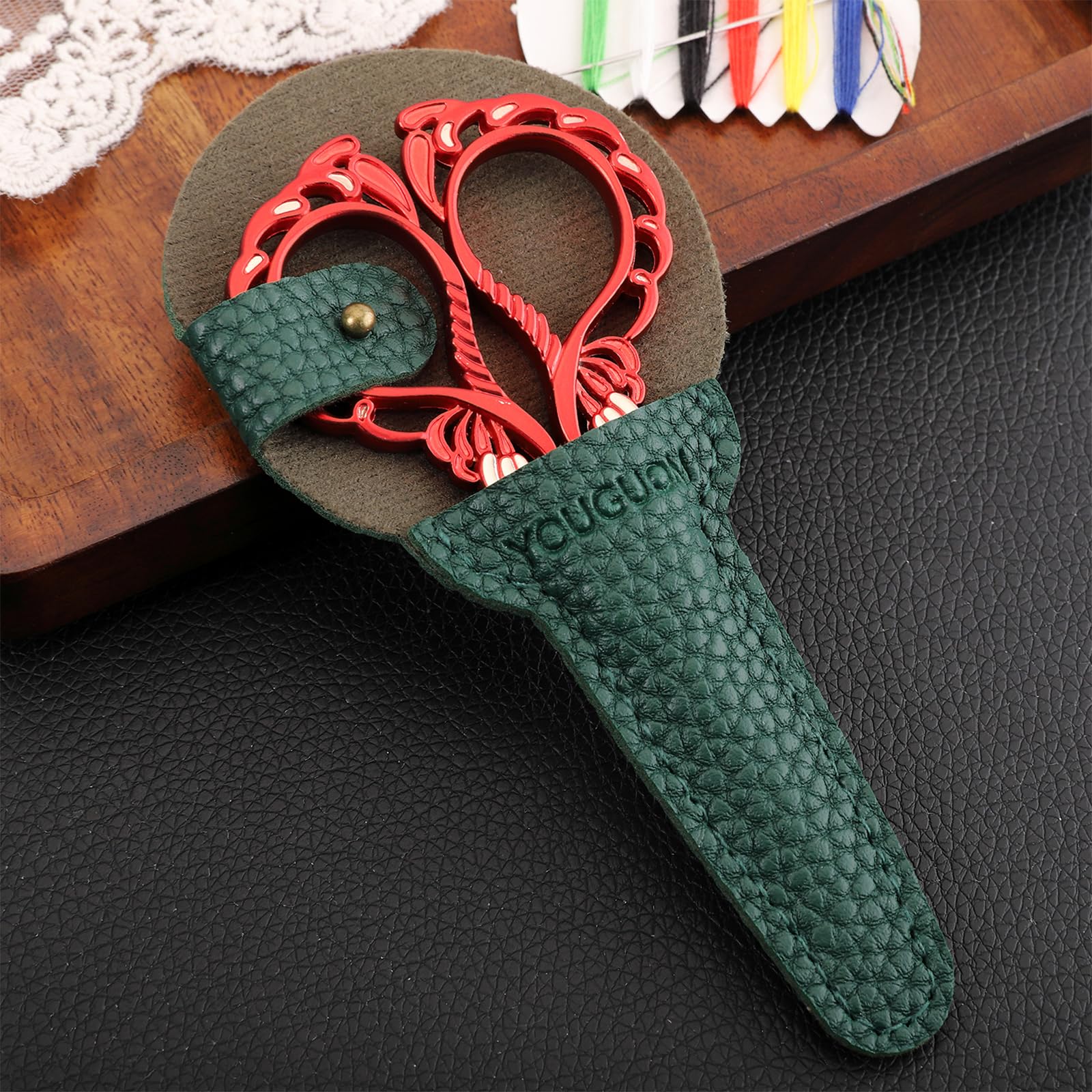 YOUGUOM Little Sewing Scissors with Cover Sharp Detail Scissor for Craft Embroidery Needlework Threading Snips - Image 3