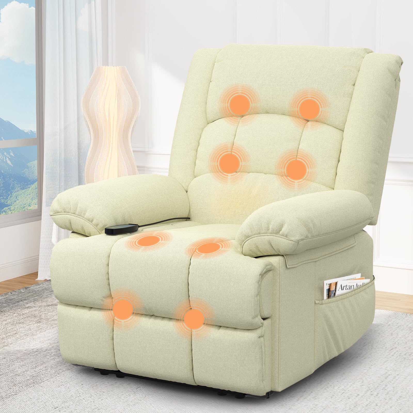 Srfzluxy Recliner Armchair Recliners with Massage & Heat, Padded Armrest & Cushion Extended Footrest, Manual Adjustable Single Sofa with Dual Side Pockets, Reclining Chairs Living Room Sofa Chair — image 1