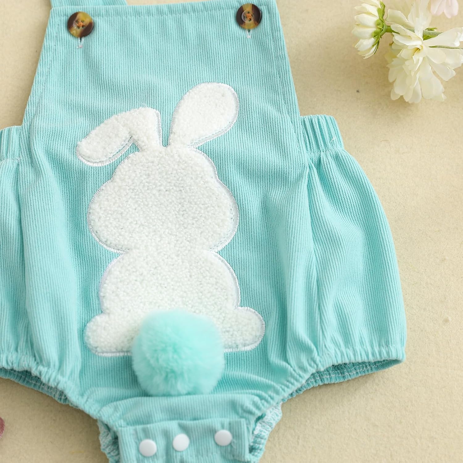 Newborn Baby Boy Girl Easter Outfit Embroider Bunny Sleeveless Ribbed Romper Infant Easters Clothes Outfits 3M 6M - Image 6