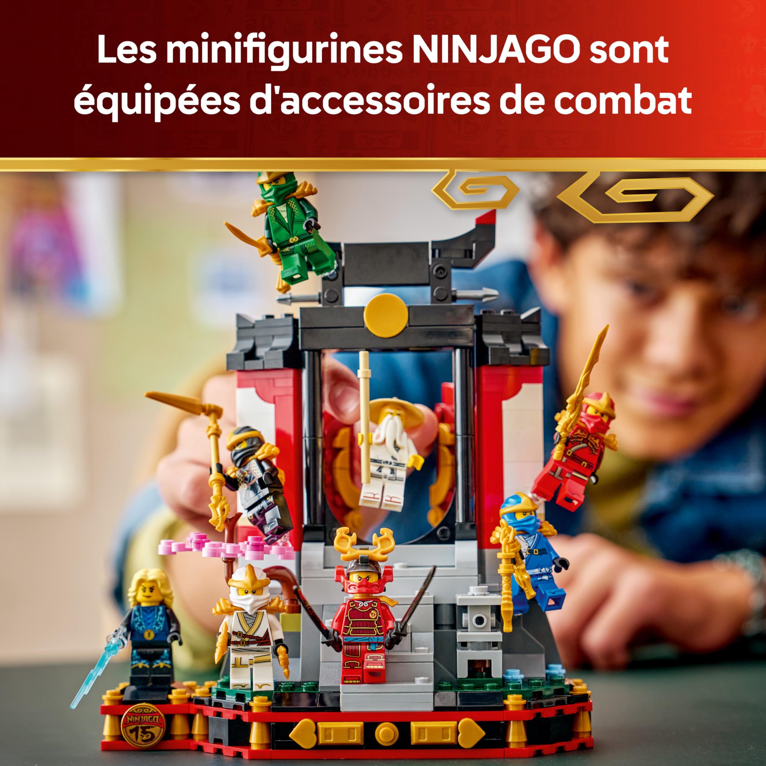 LEGO Ninjago 15e Anniversaire : Collection des Personnages Ninjas - Maquette de Porte de Monastère avec 8 Minifigurines Collector & Sabres - Cadeau pour Garçon dès 14 Ans ou Adulte Fan 71866