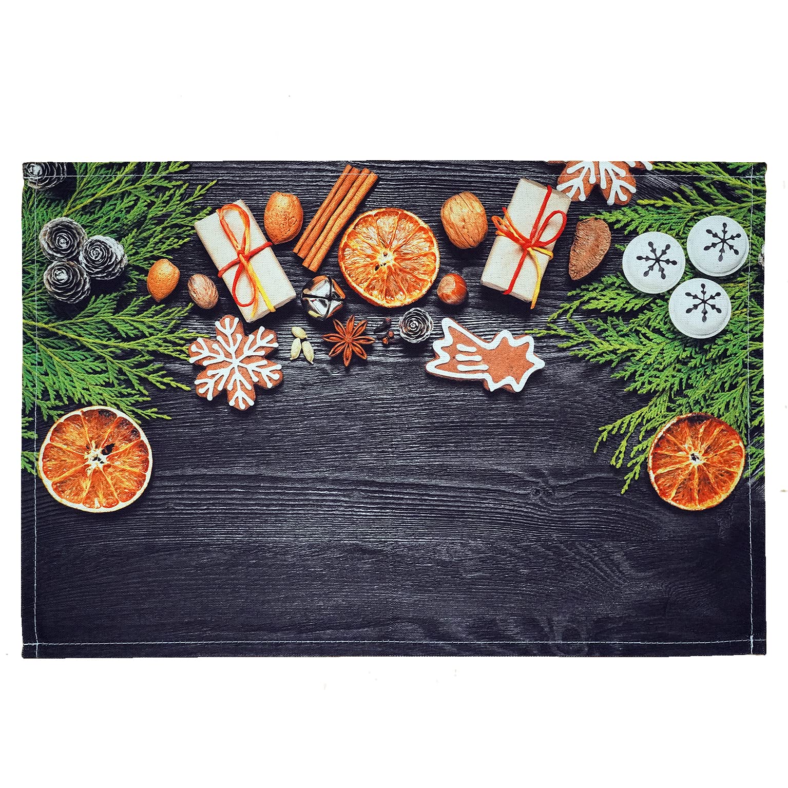 texpot Placemat 30 x 45 cm 100% Polyester Decorative Branches on Wood Black, Decorative and Branches on Wood, Black