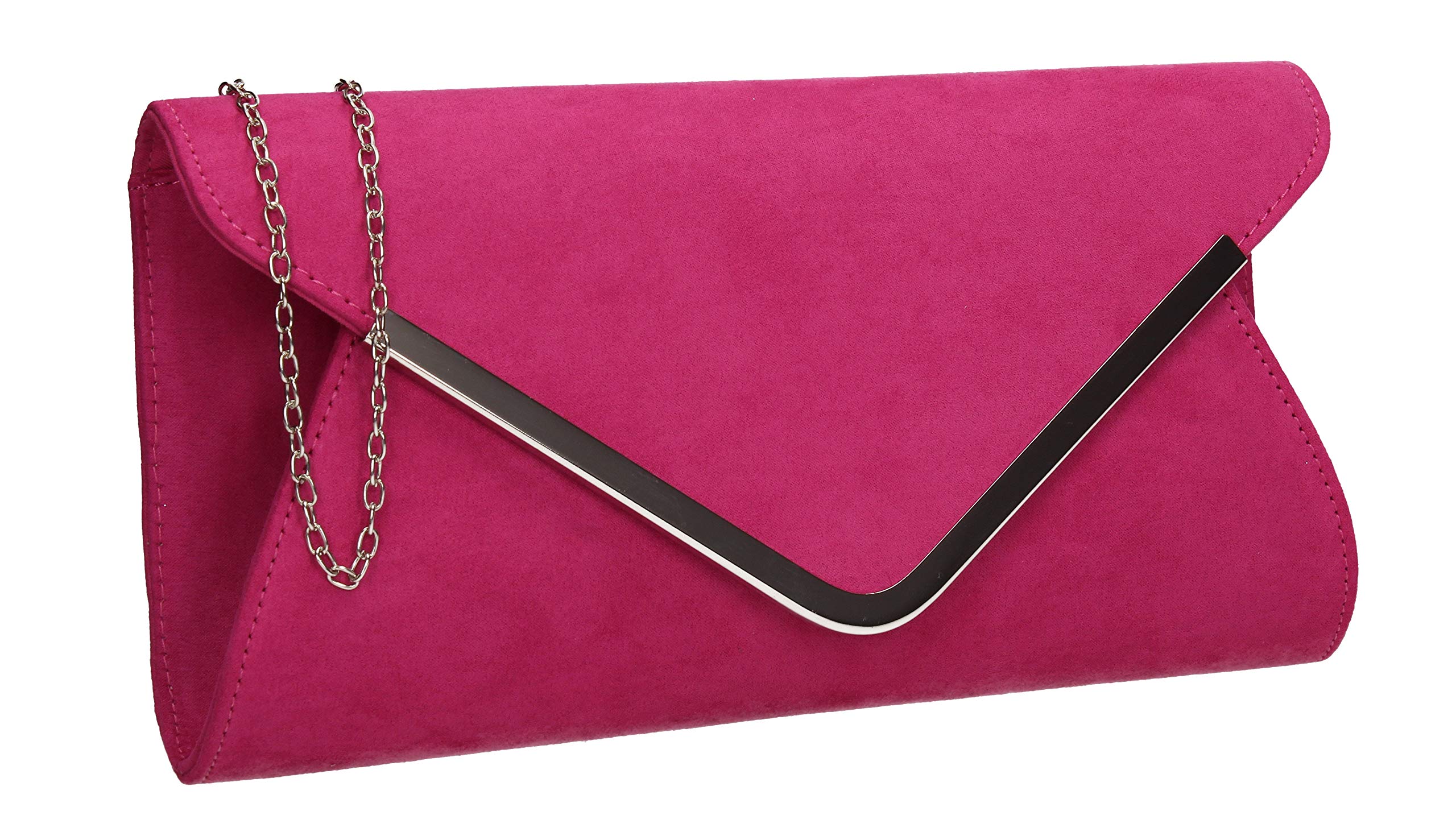 SwankySwans Karlie Suedette Womens Party Evening Clutch Bag Fuchsia Pink