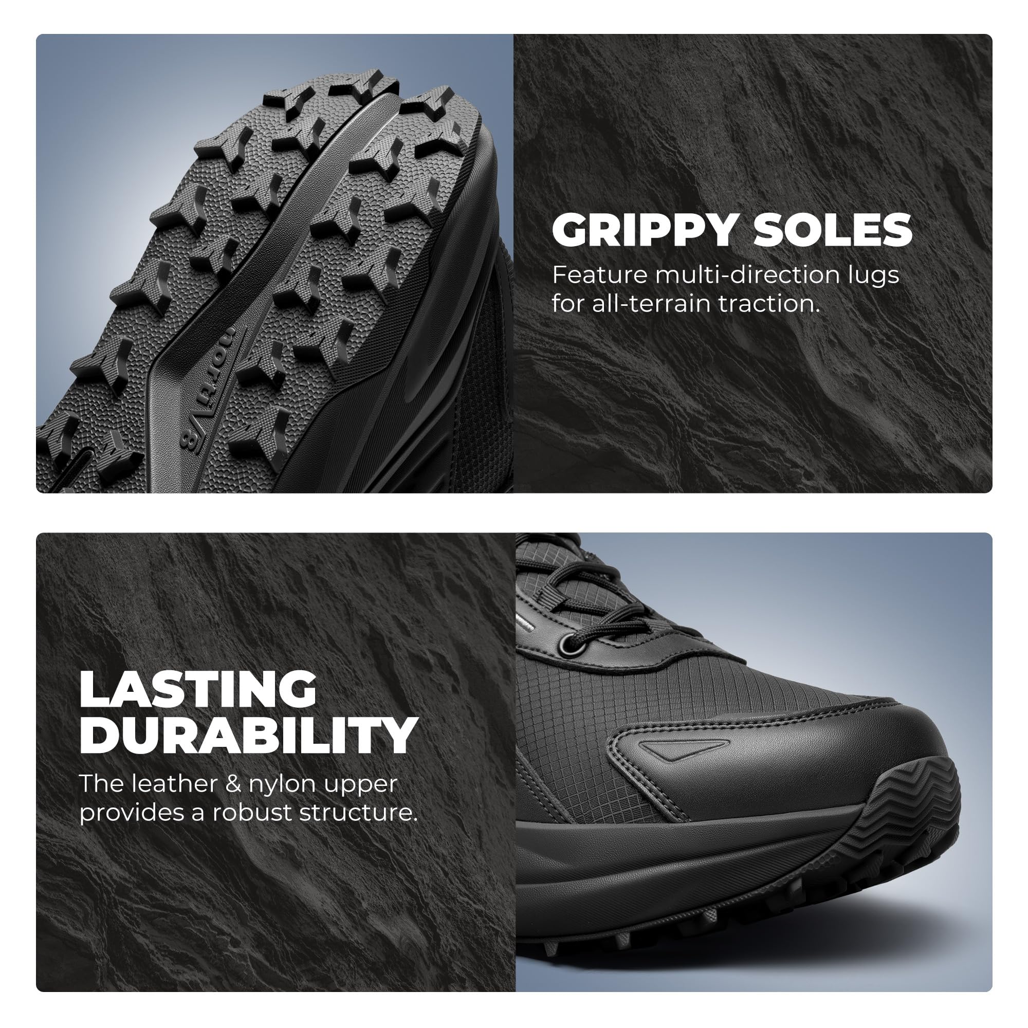 NORTIV 8 Botas Montaña Hombre Impermeables con Puntera Ancha Zapatillas Trekking con Plantilla de Goma Antideslizantes para Senderismo Acampar