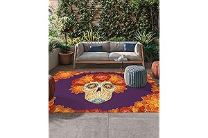 Spooky Orange Outdoor Skeleton Rug & Runner