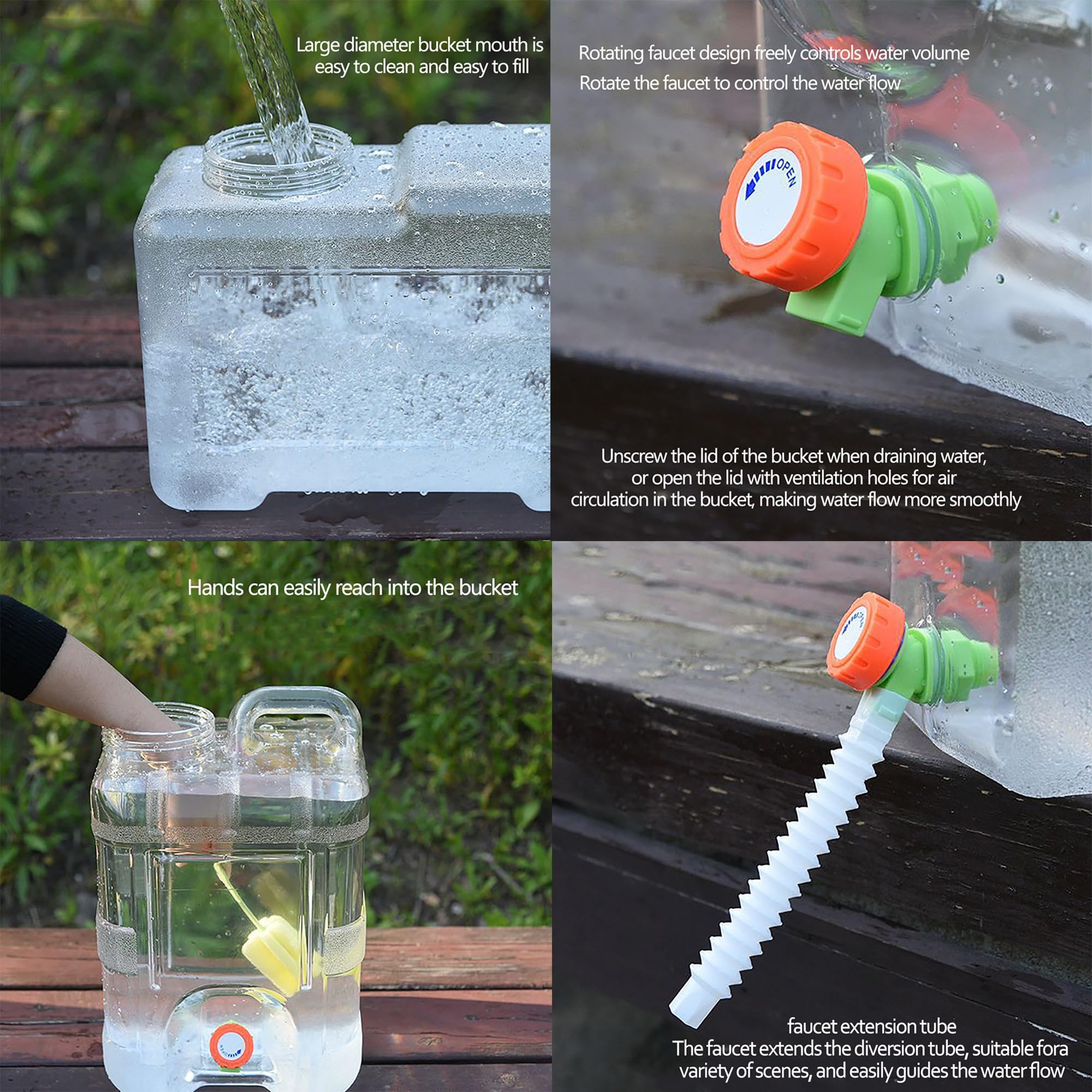 Water jug water tank water storage containers camping water container Car faucet water storage bucket square large plastic box mineral water storage will be household outdoor pure water bucket ( Color