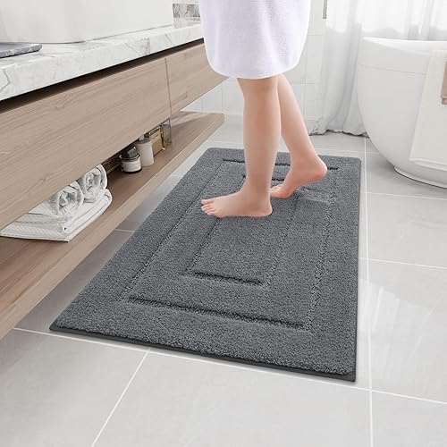 Buganda Tapetes de baño, de 36 x 24 pulgadas, de microfibra suave y absorbente, antideslizantes, peludos, lavables a máquina, para el suelo del