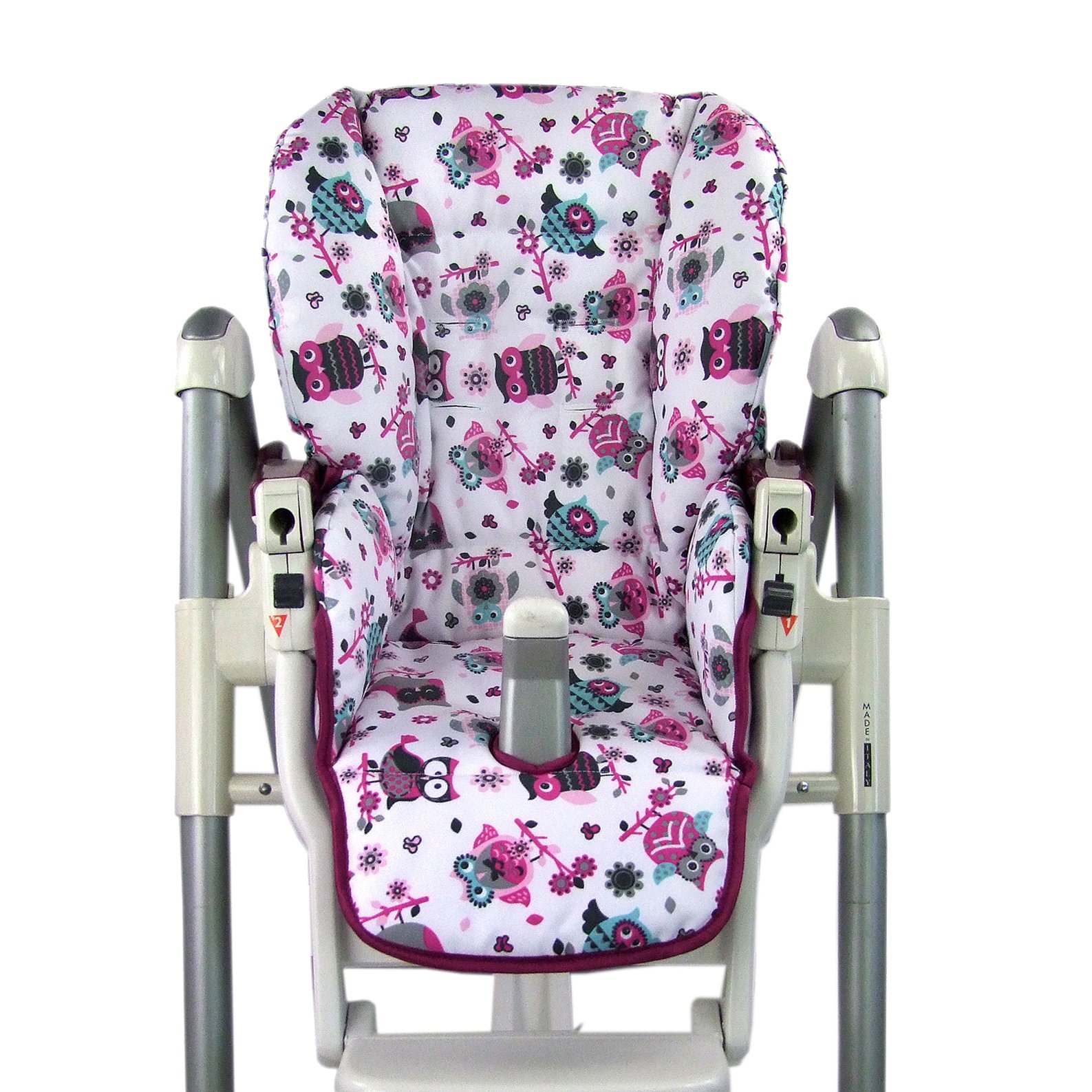 Housse de rechange de coussin de siège pour bébé Peg Perego Prima Pappa Diner - 7 motifs colorés de chouette - Neuf