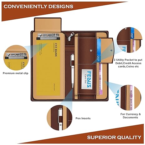 FEDUS Cheque Book Holder, Vegan Leather Expanding Handmade Multiple Cheque Book Holder for Cards, Women/Men Cheque Book Wallet, Traveling Wallets, Checkbook Holder, Documents Holder for Office & Home - Image 3