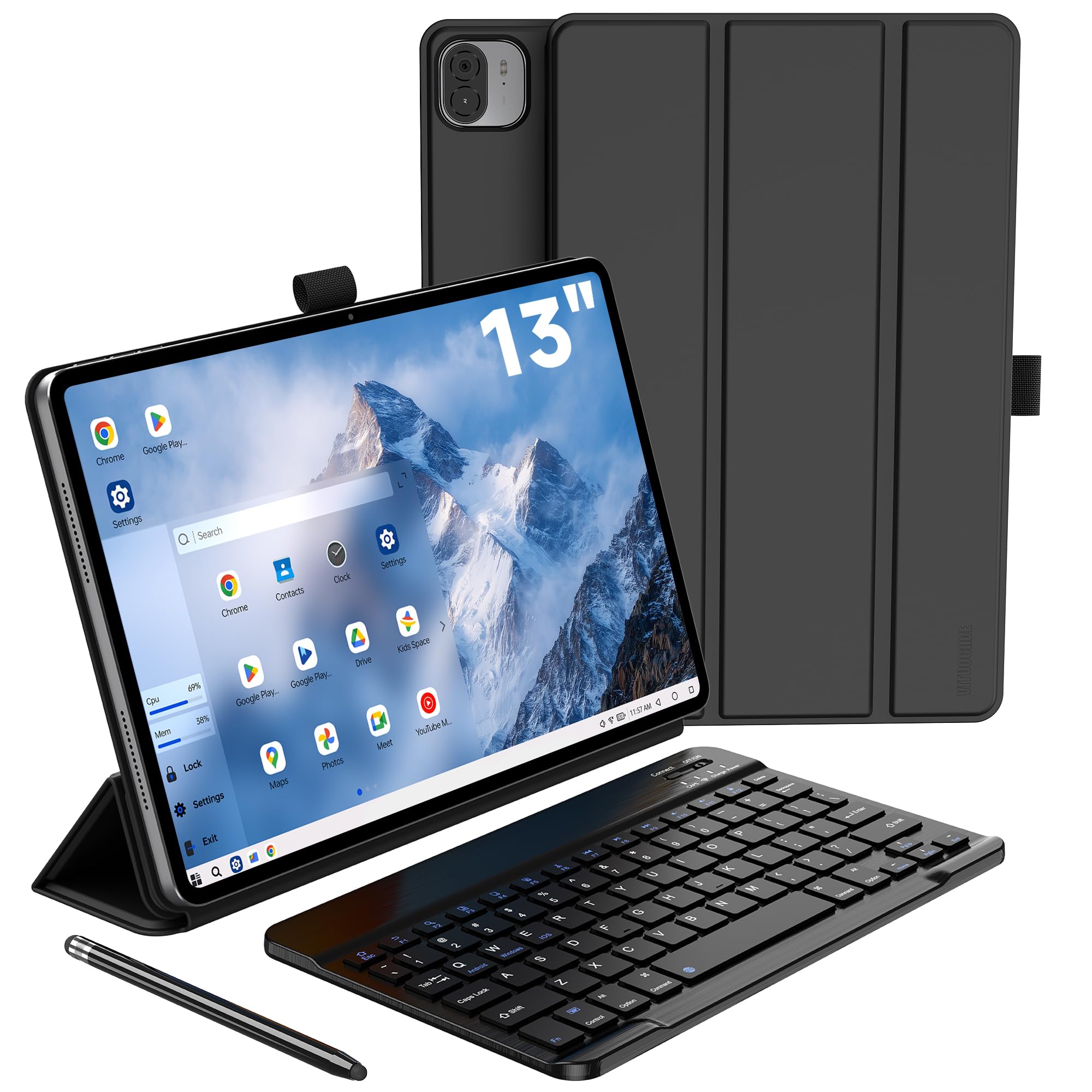 Tablet 13 Pulgadas,10000mAh Tablet Android con Teclado y Lapiz con Modo PC