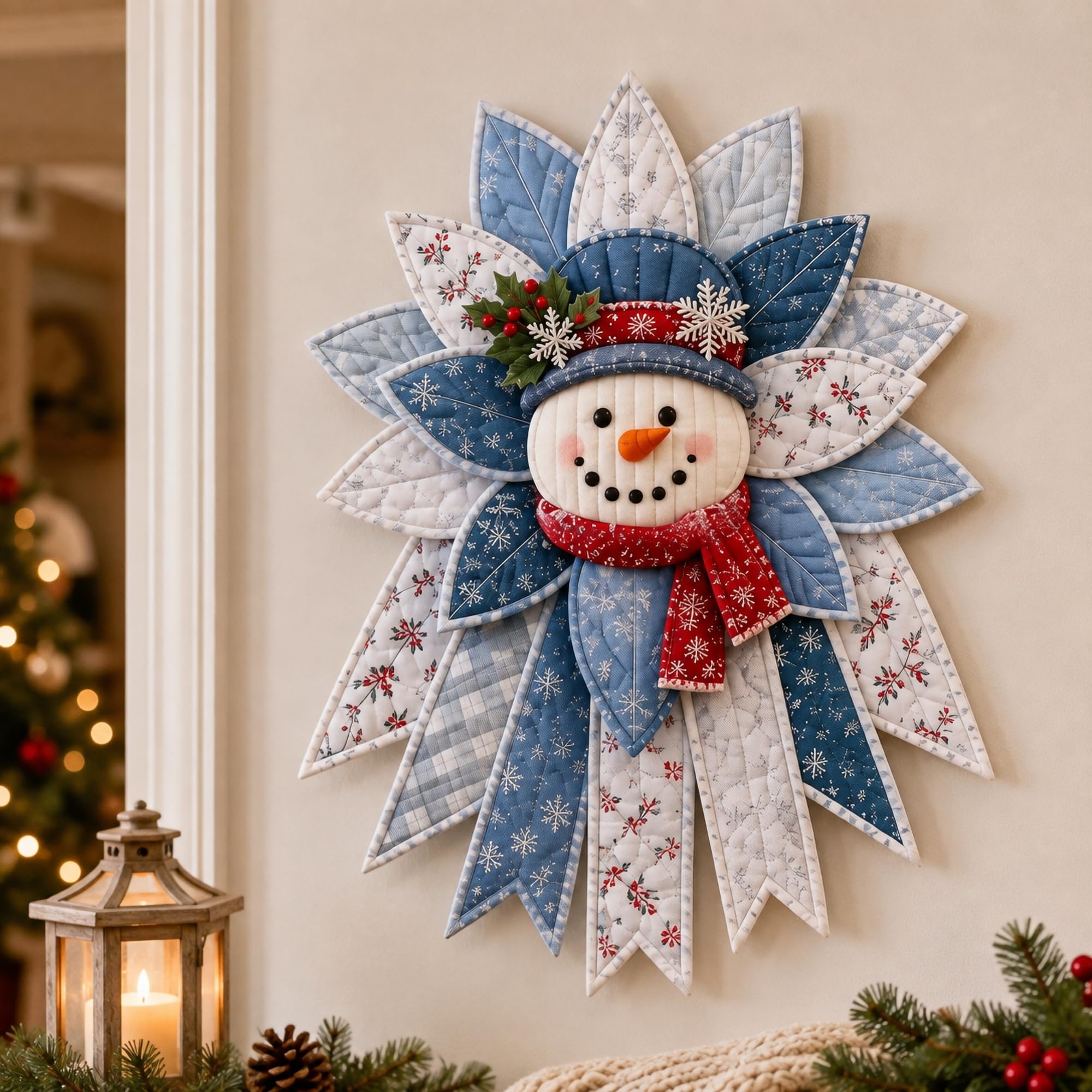 Christmas Decorations Patchwork Kits, DIY Snowman Door Hanger Sewing Set
