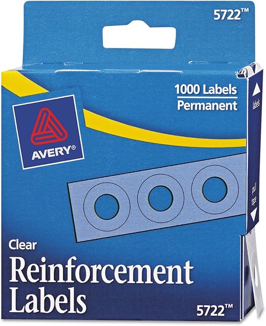 Avery SelfAdhesive Hole Reinforcement Stickers, 1/4