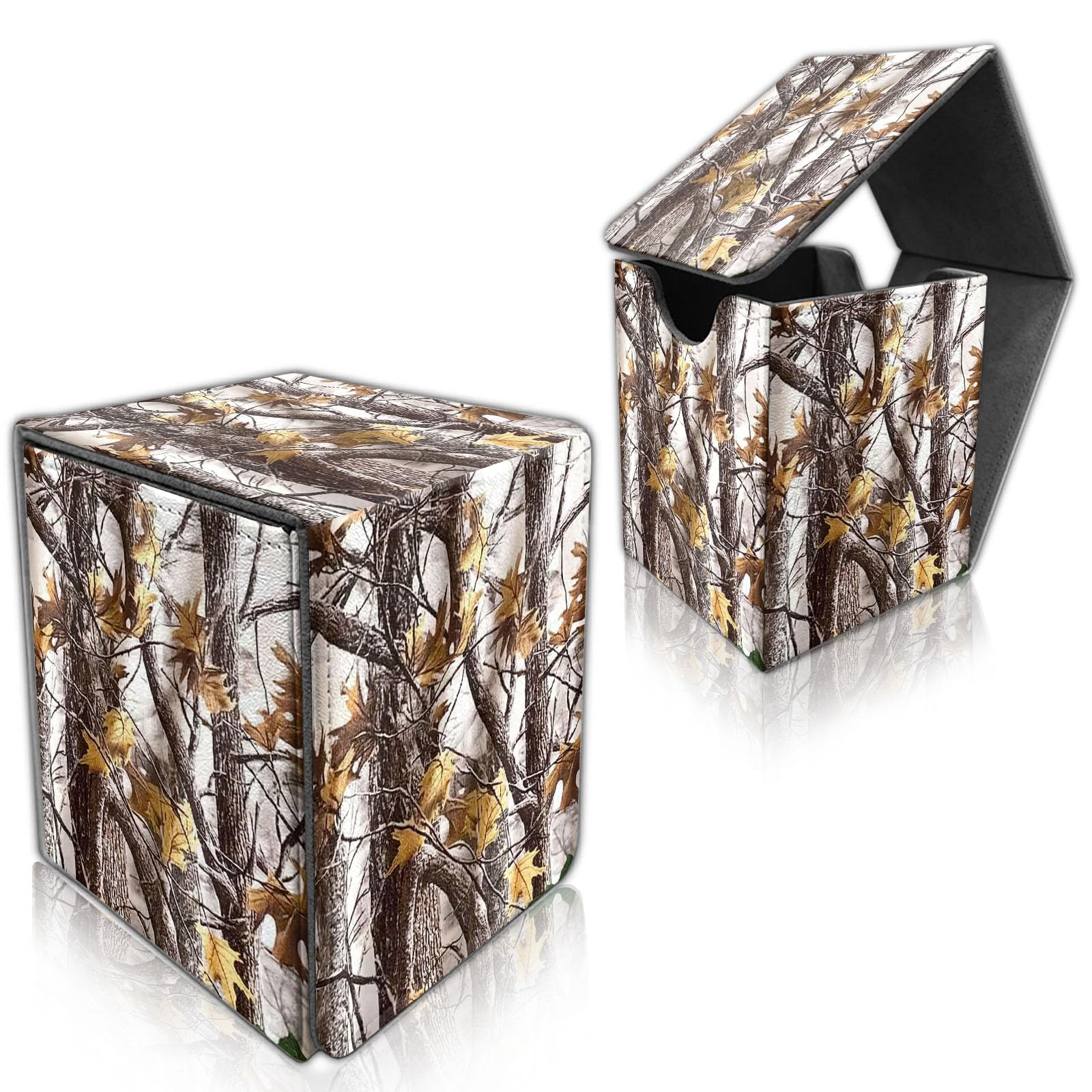 DISUOFEART for MTG Deck Box, Trading Card Storage Case Holds 100+ Sleeved Cards, Tree Camouflage Branches Leacves Magnetic Closure Durable Deck Holder for Magic The Gathering, TCG & Commander โ image 1