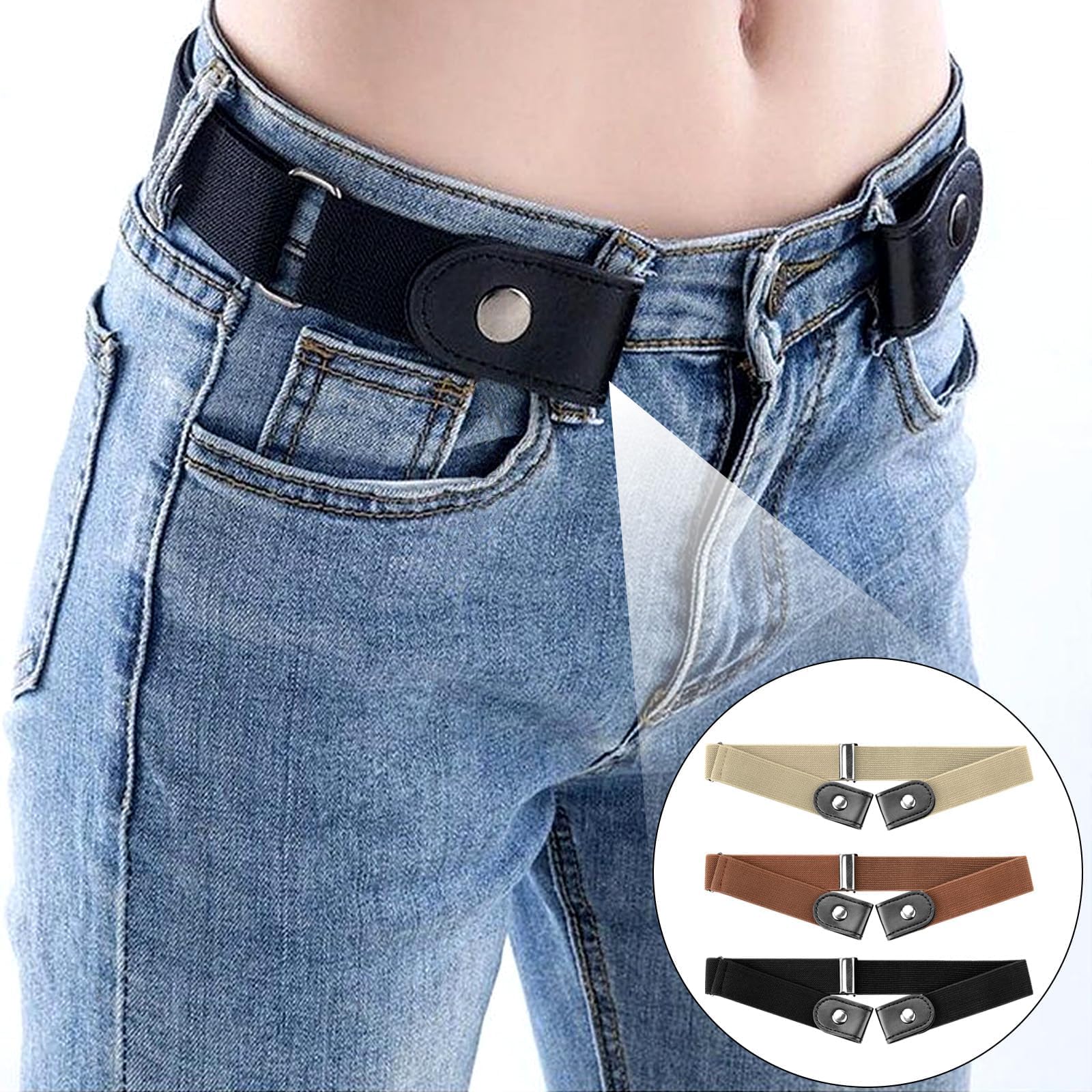 Cinturón elástico sin hebilla, 3 unidades, ajustable, sin hebillas, invisible, cinturón elástico para niños
