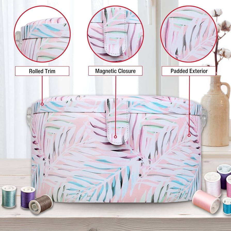 SINGER Premium Round Large Sewing Basket with Matching