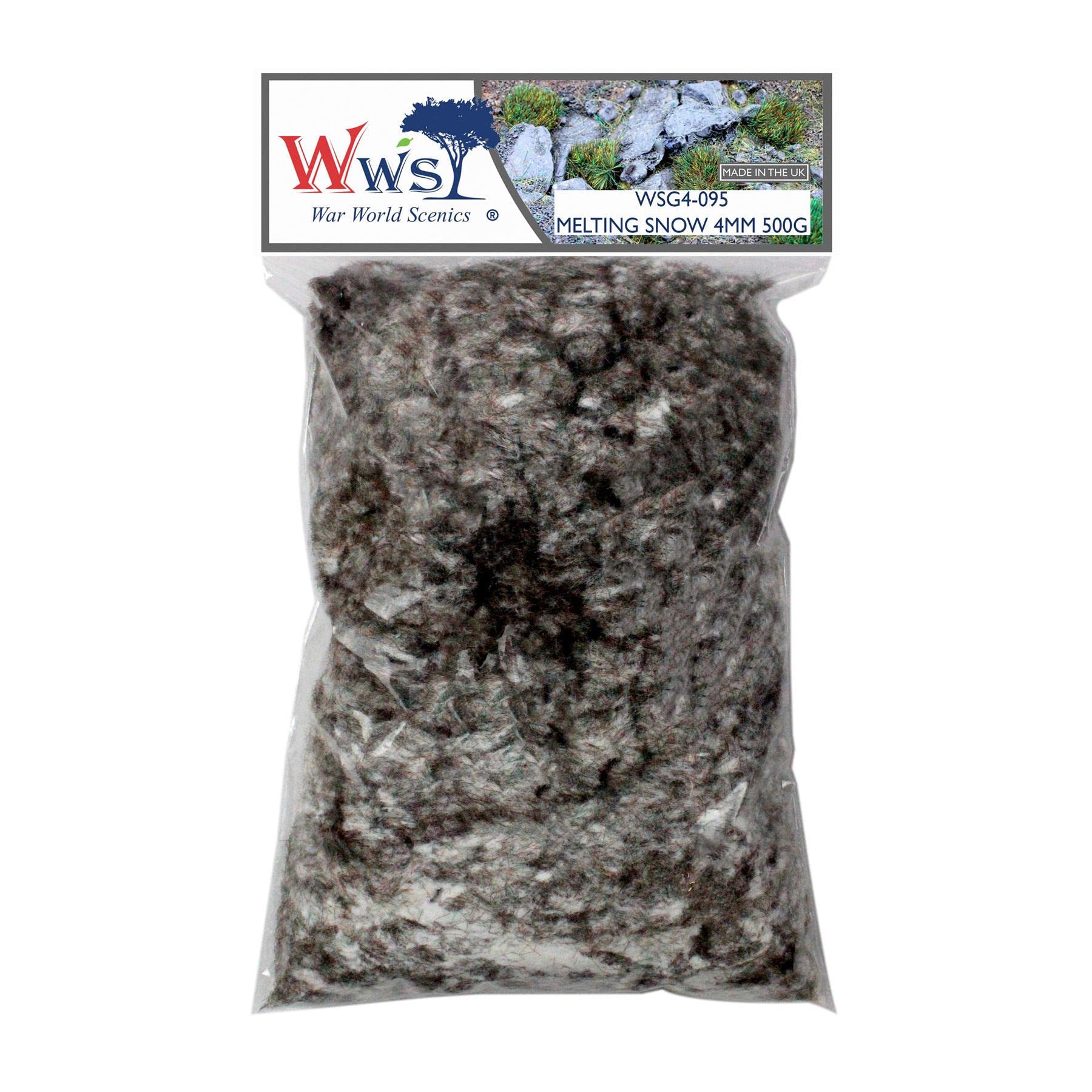 WWS War World Scenics WWScenics | 4mm Streu-Schmelzende Schnee | 500g | WSG4-086 | Streugras für Modellbahn und Modellbau