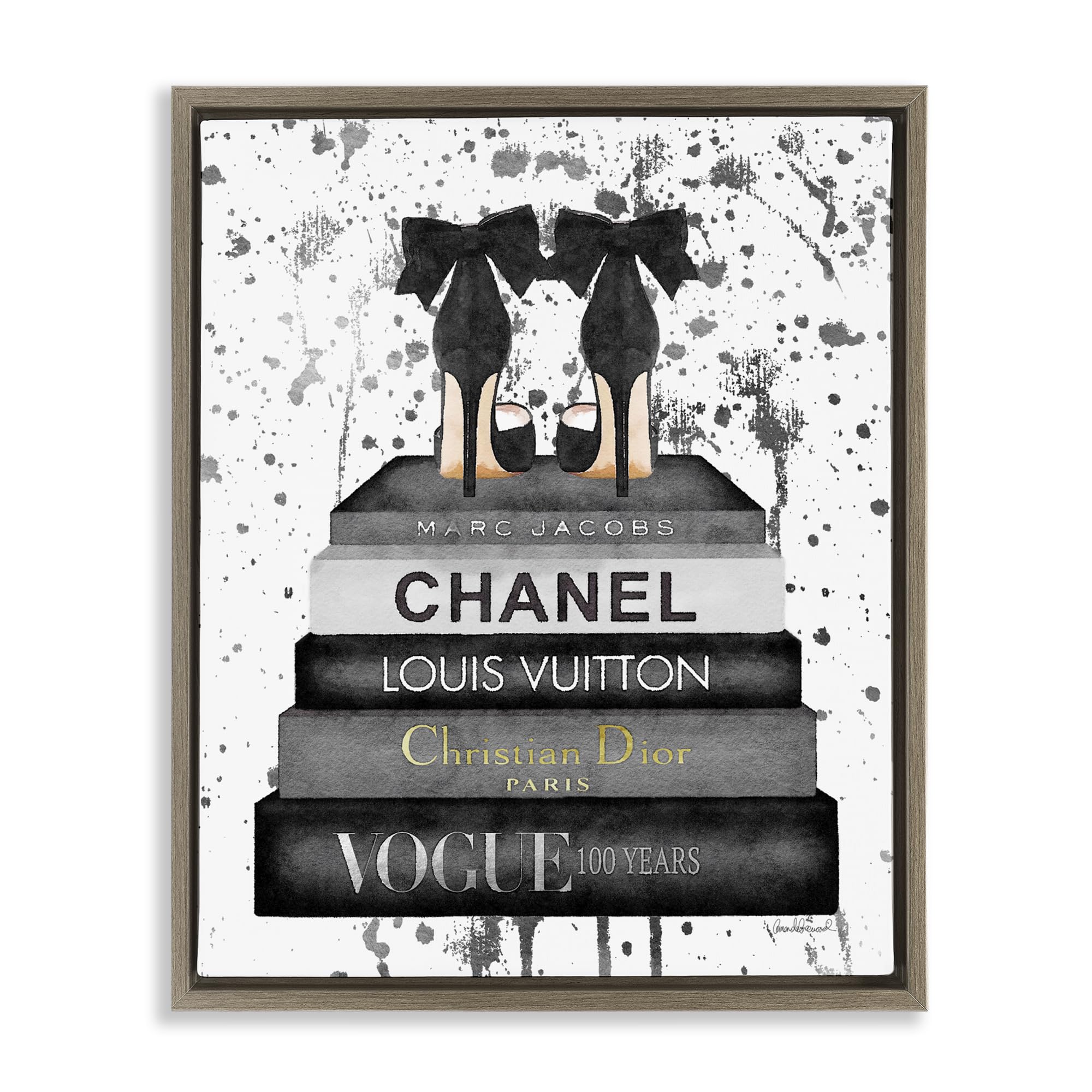 Glam Fashion Books and Heels, 24 x 30 Inch Canvas in Floater Frame