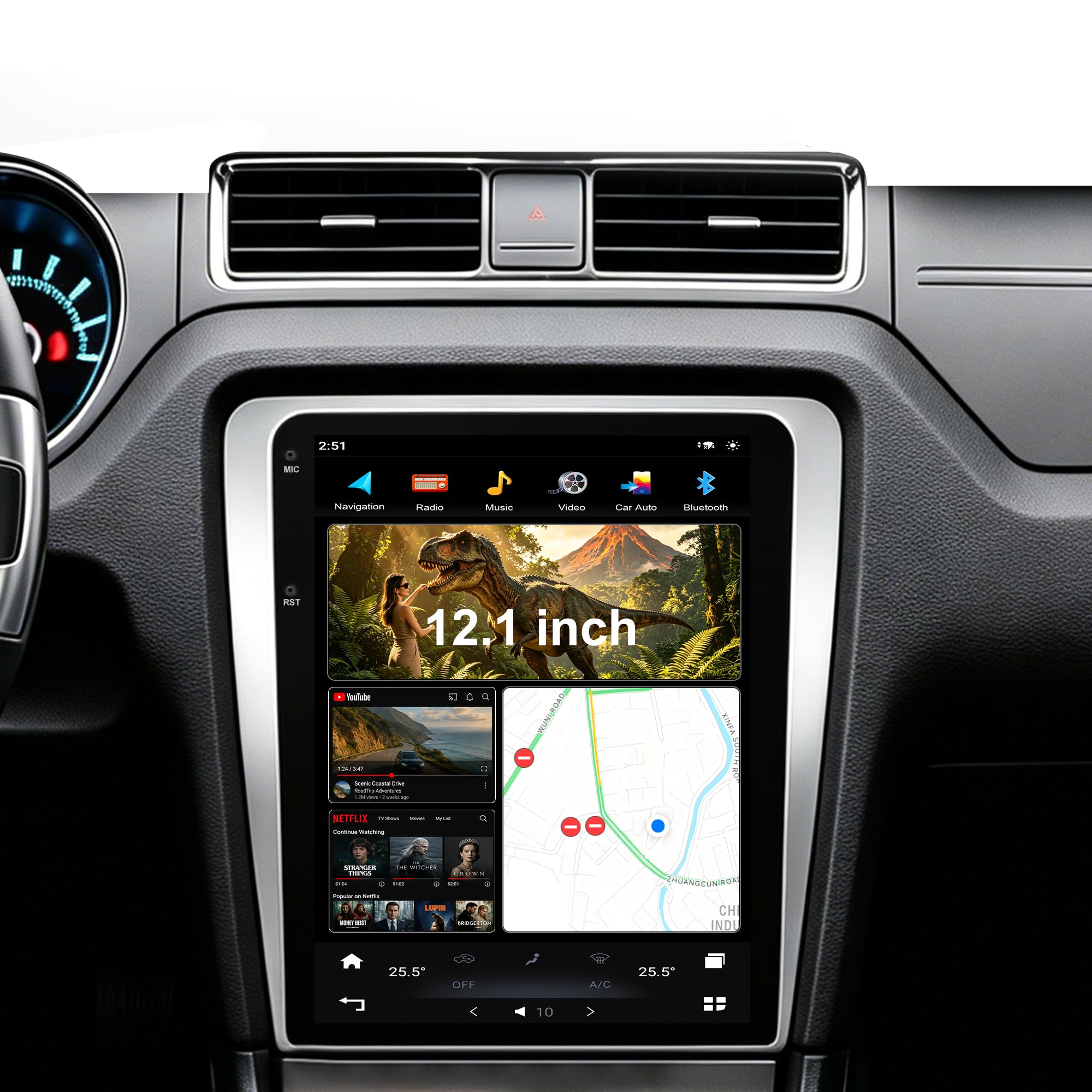 2023 New CUSP 12.1 inch Android Car Stereo Radio GPS for Ford Mustang 2010-2014 Navigation Multimedia Player PX6 4G+64G in-Dash Head Unit Car Play DSP Auto Audio Video Voice Plug in and Play-image-33