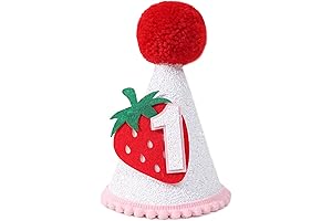 WAWUO Strawberry Costume Hat - Pink Felt Strawberry Headwear for Birthday Decor