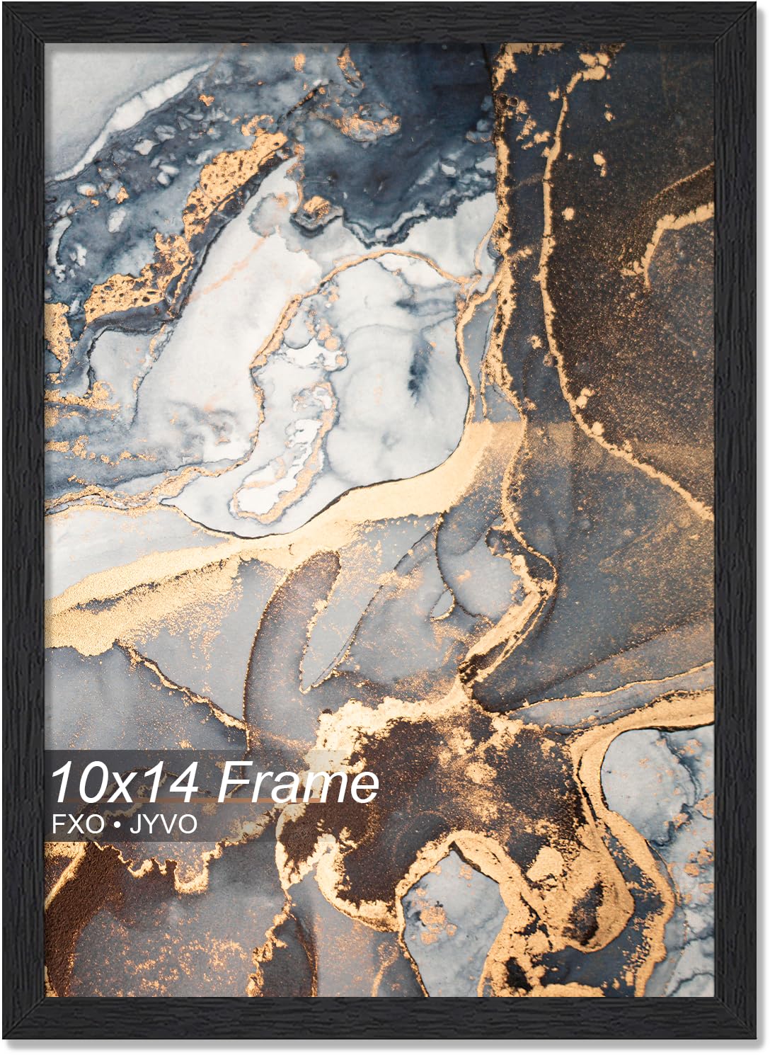 Fxojyvo Engineered Wood 10x14 Picture Frame, Black Frame for 10 x 14 Inch Picture Poster Photo, Light Weight 10 by 14 Frame with Wood-grain for Wall -