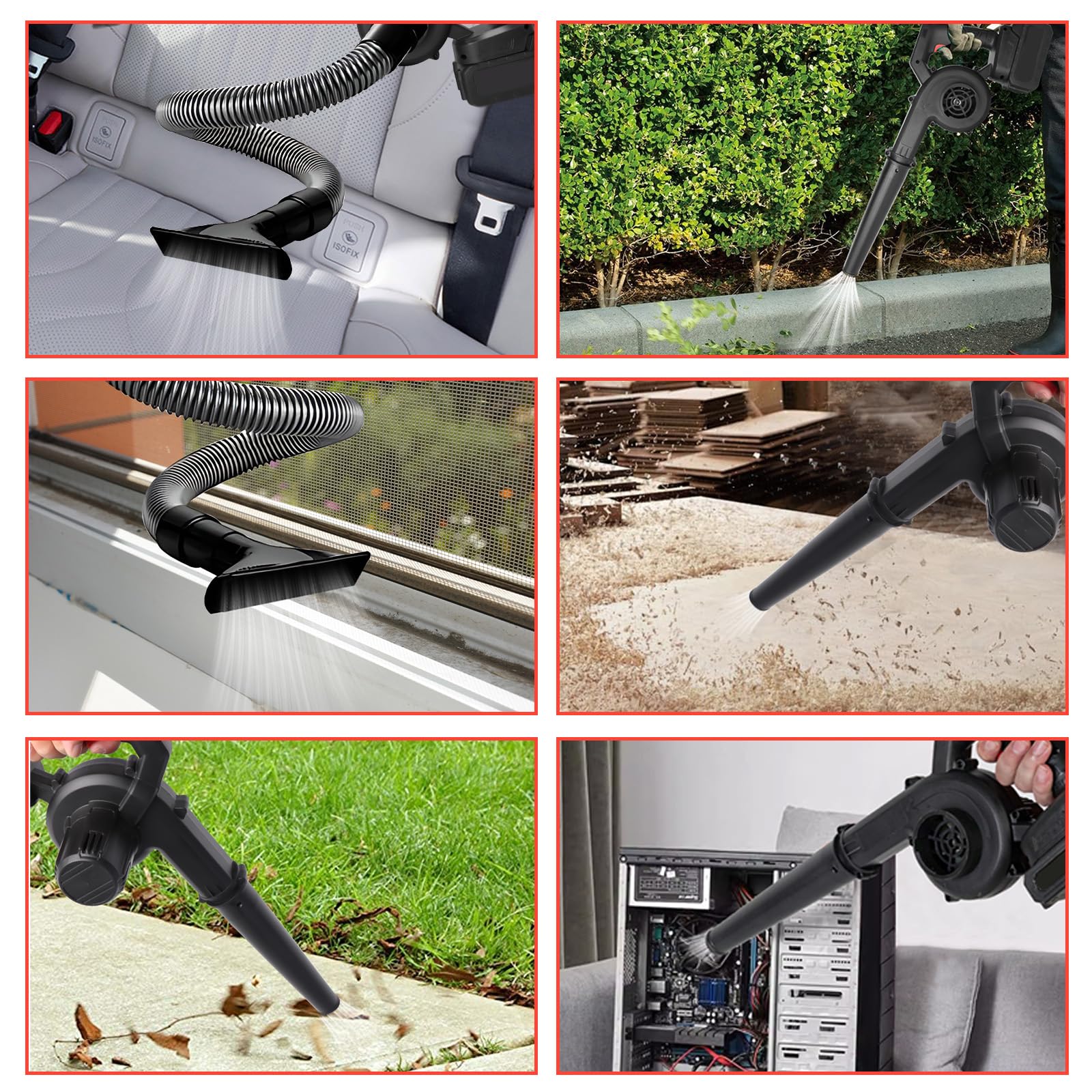 Soffiatore a Batteria, 2 in 1 Soffiatore Aspiratore Foglie Elettrico Soffione per Foglie Giardino a Batteria Aspirafoglie per la Cura del Prato/Auto/Angolo di Pulizia Della Polvere