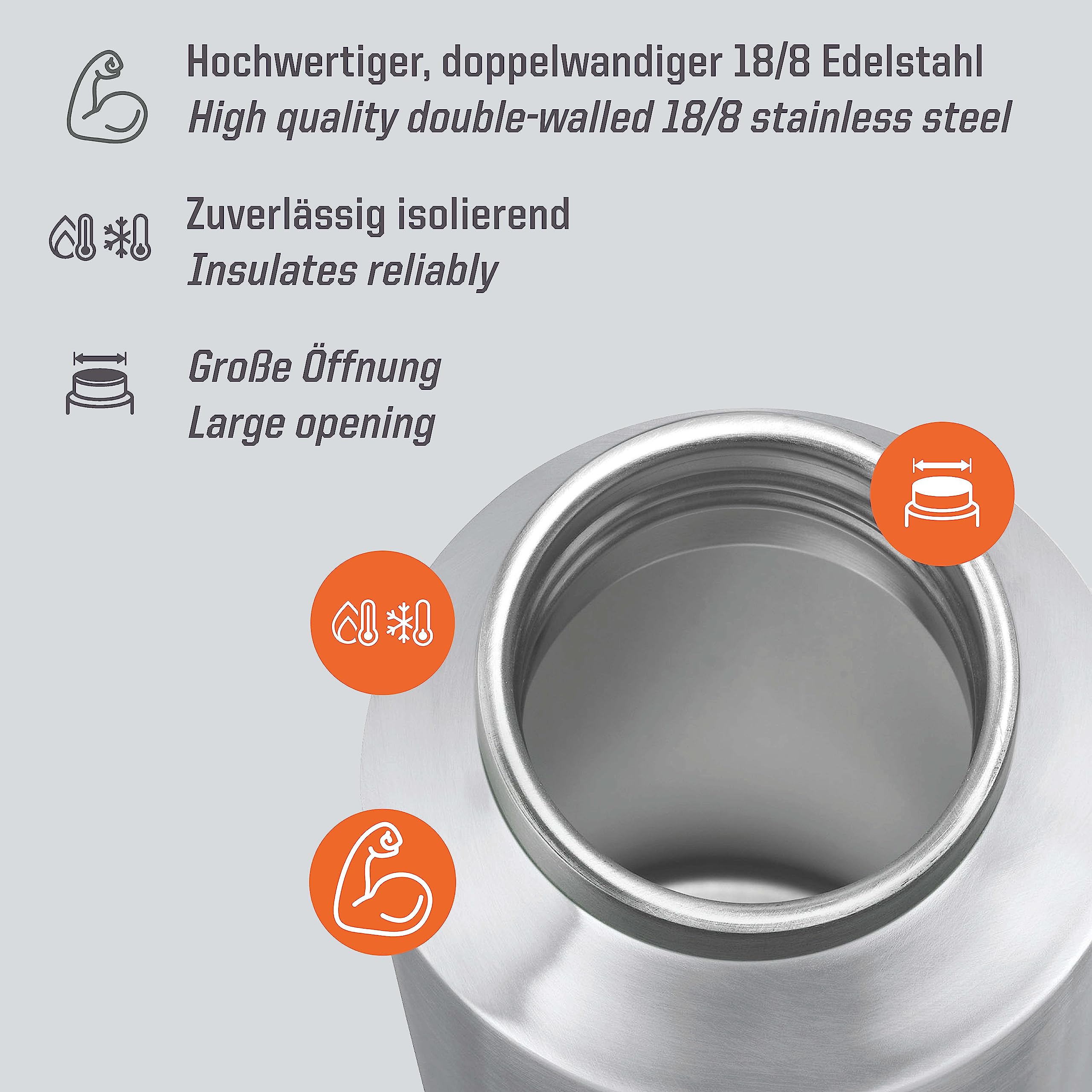 Esbit Isolierflasche Sculptor - Edelstahl Trinkflasche 1000 ml - für warme und kalte Getränke